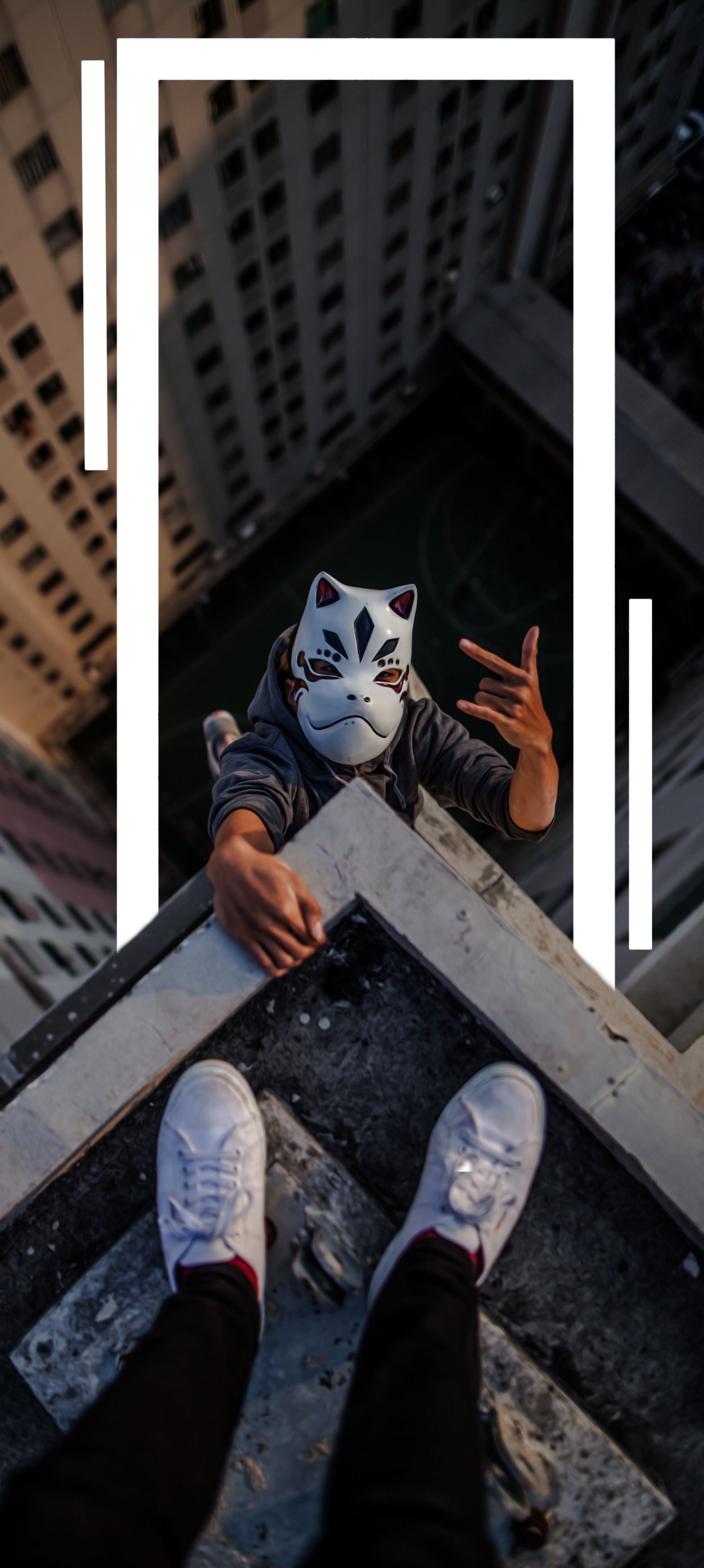 Rooftop Masked Figure - mask wallpaper for OpersCraft