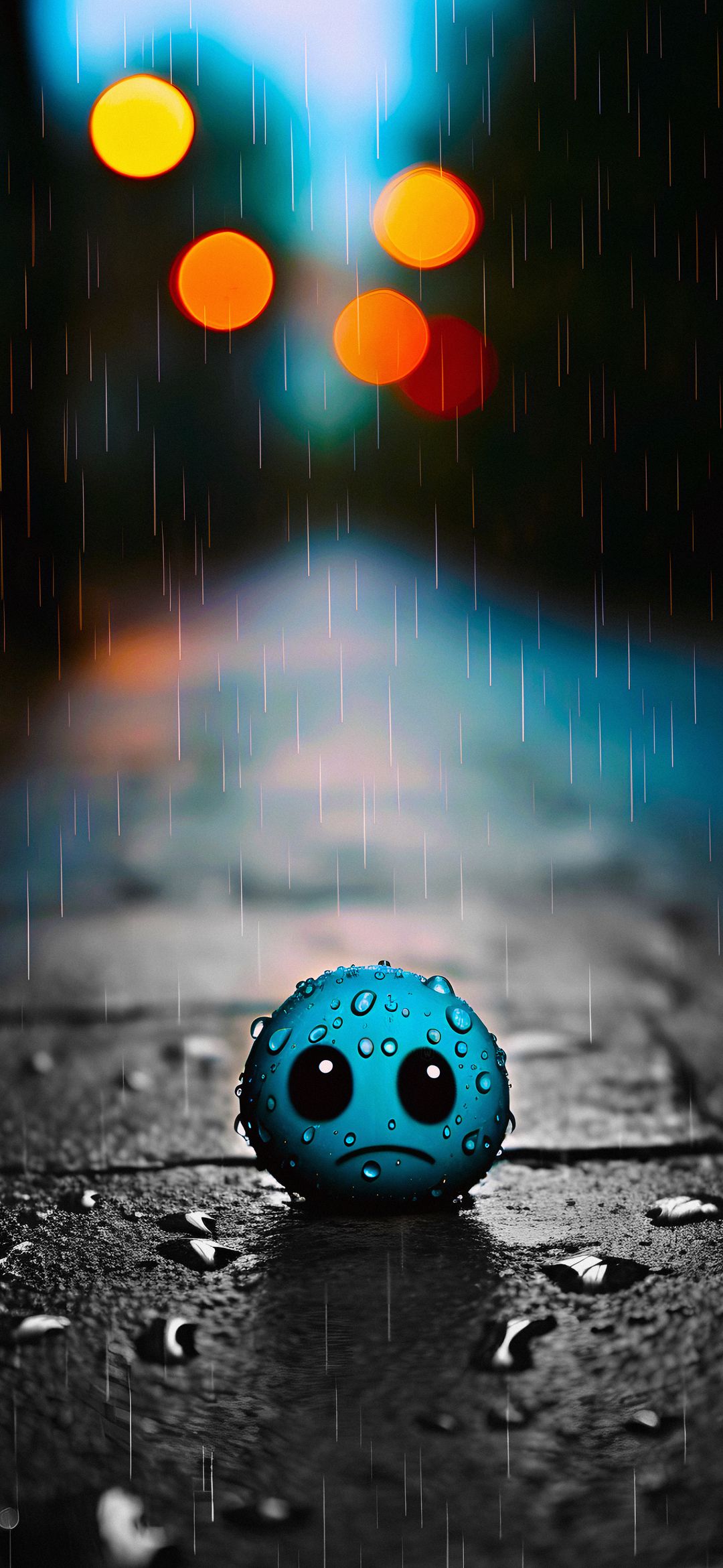 Sad Blue Blob Rain - emoji wallpaper for OpersCraft