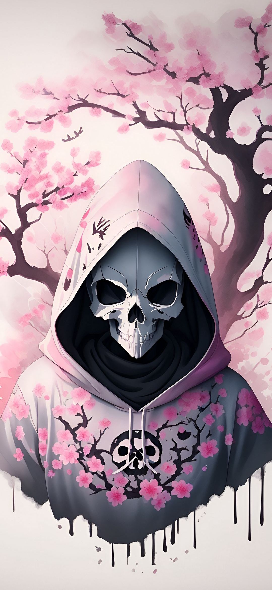 Sakura Skull Hoodie - skull wallpaper for OpersCraft