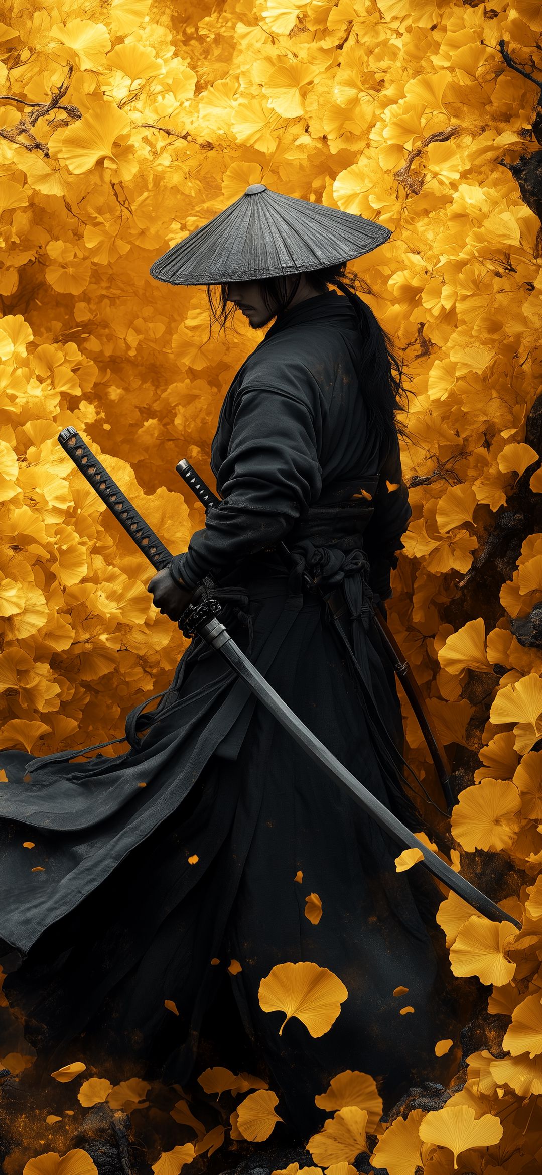 Samurai in Golden Foliage - anime wallpaper for OpersCraft