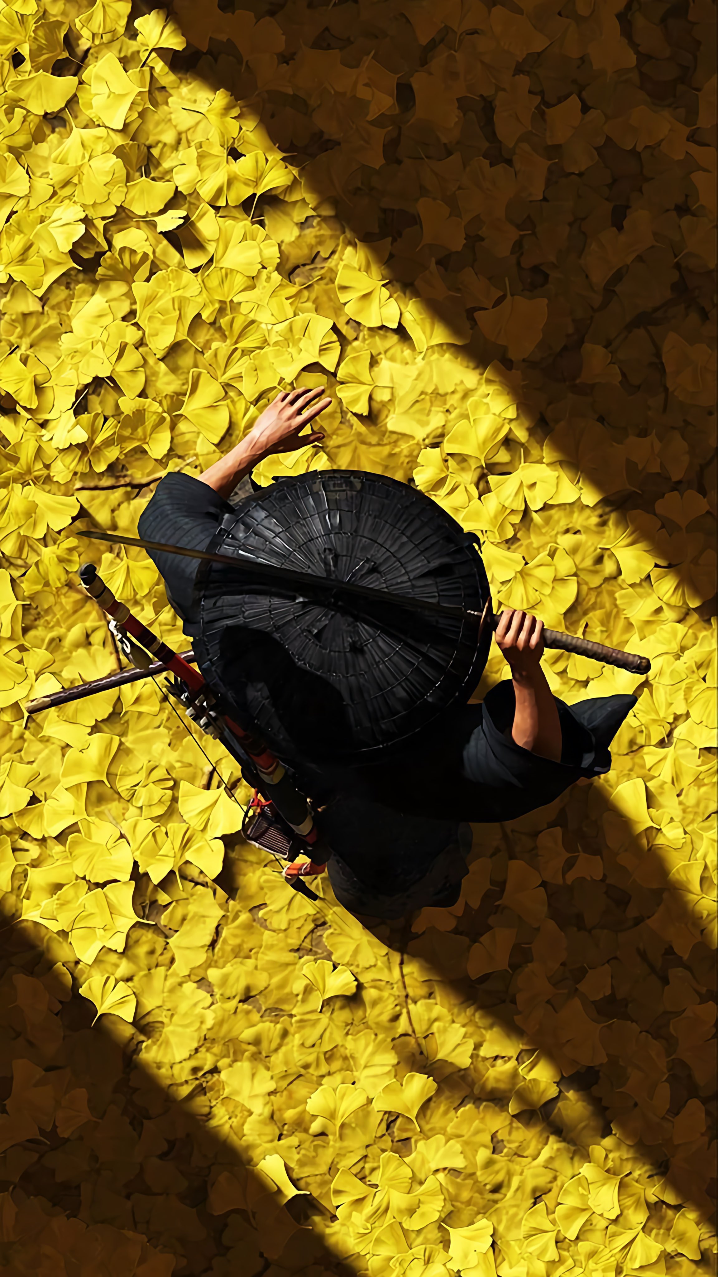 Samurai in Golden Leaves - samurai wallpaper for OpersCraft