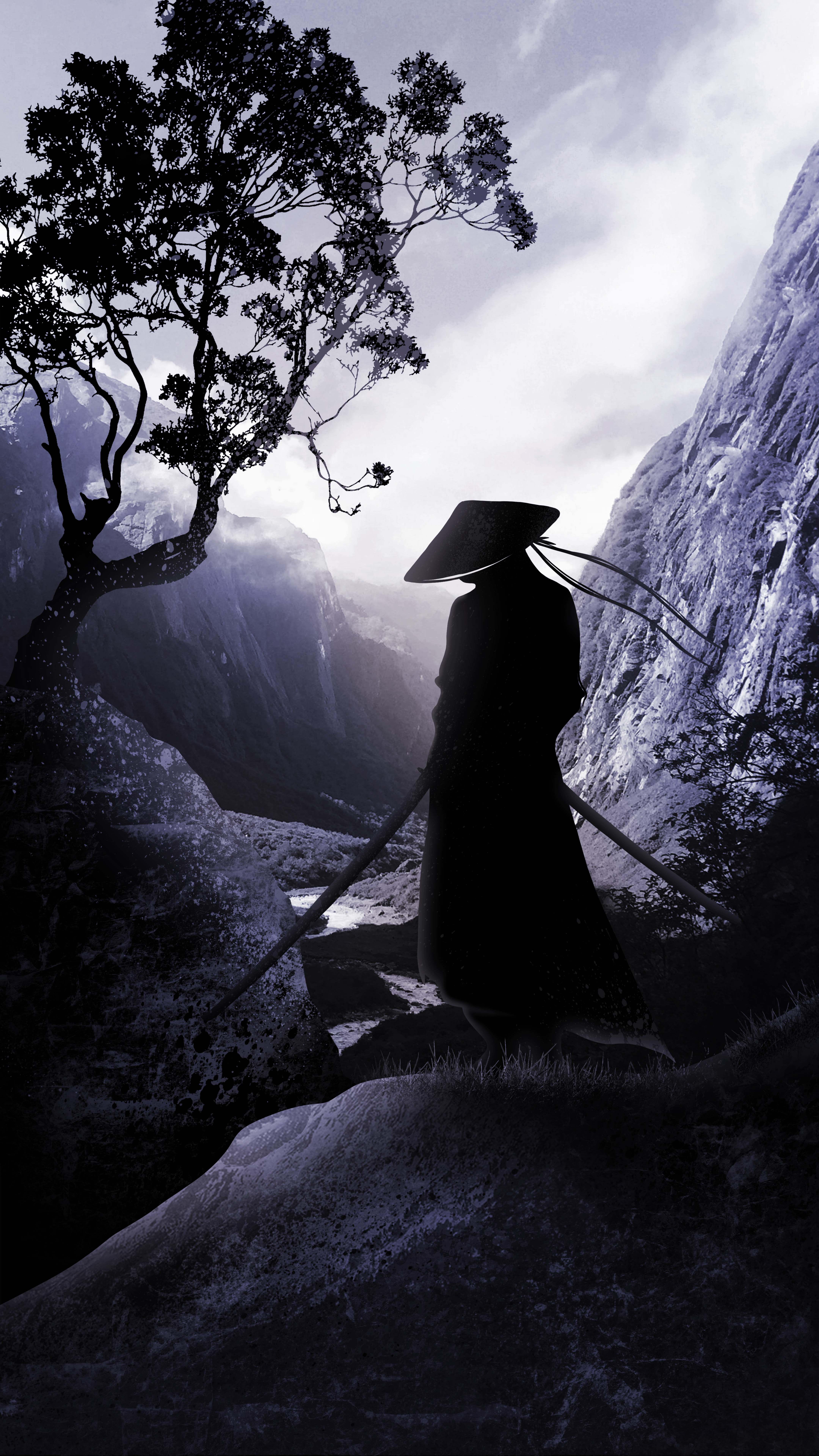 Samurai in Misty Mountains - samurai wallpaper for OpersCraft