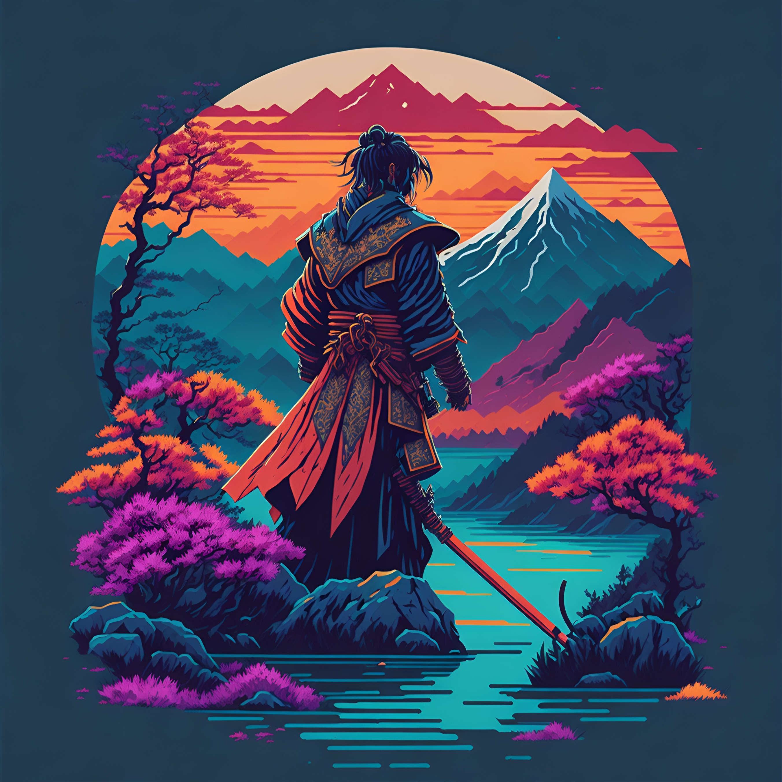 Samurai Mountain Sunset - samurai wallpaper for OpersCraft