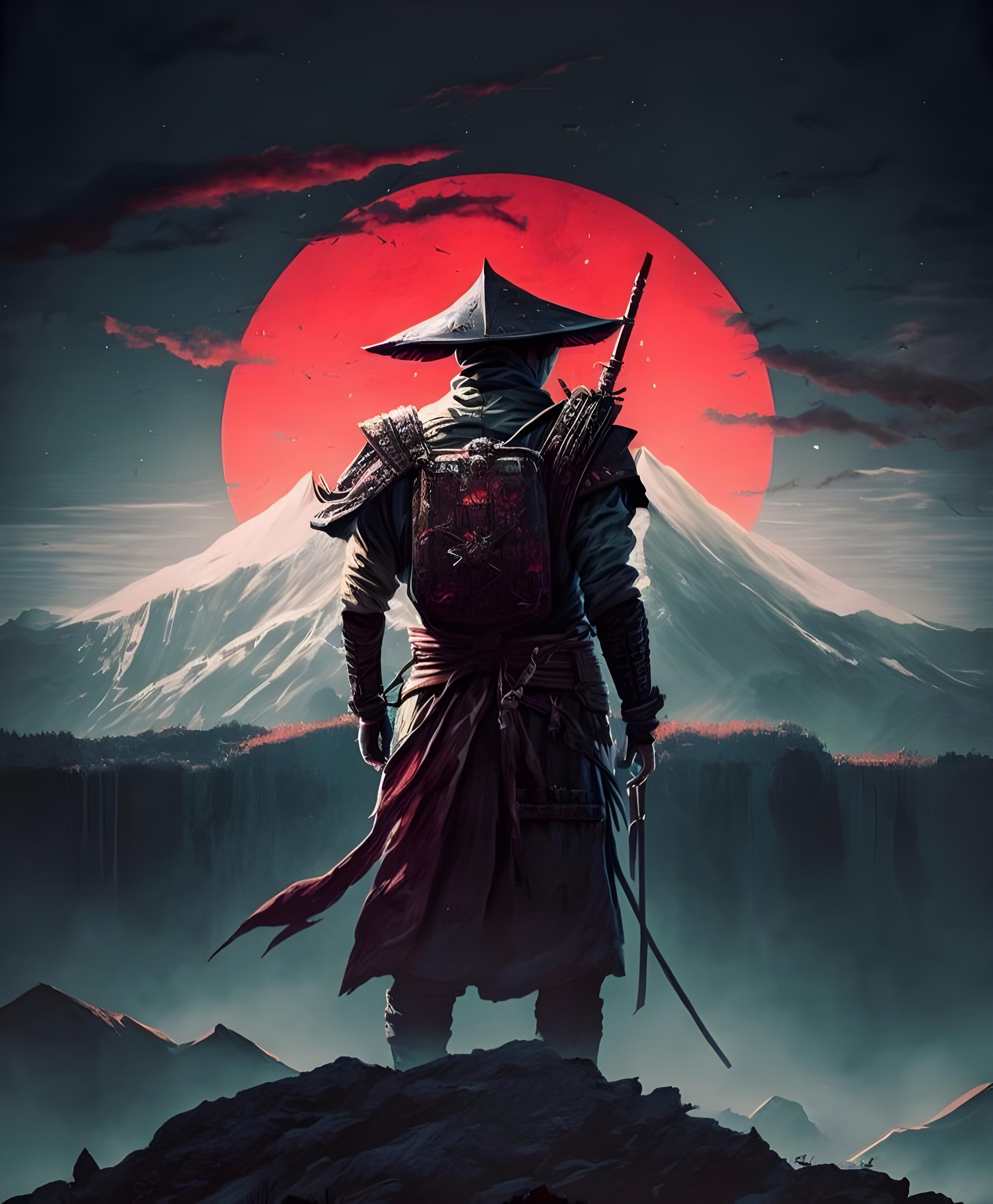 Samurai Red Sun Landscape - samurai wallpaper for OpersCraft