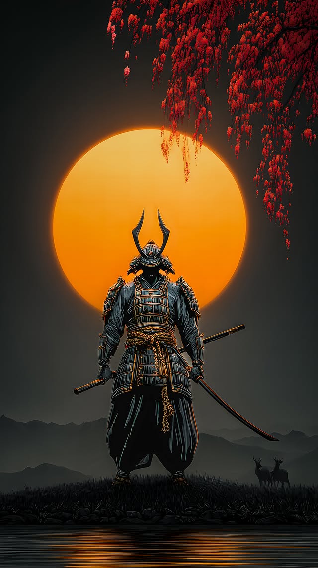 Samurai Sunset Silhouette - samurai wallpaper for OpersCraft