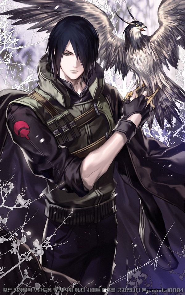 Sasuke and his Hawk - naruto wallpaper for OpersCraft