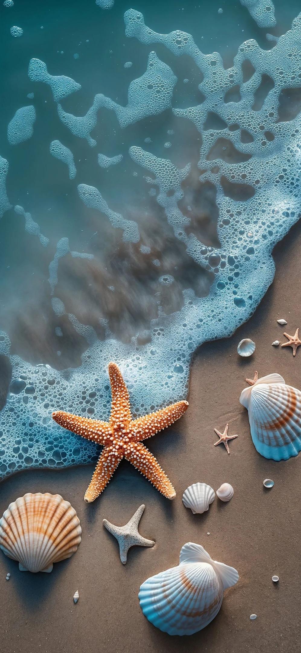 Seashells and Ocean Foam - beach wallpaper for OpersCraft