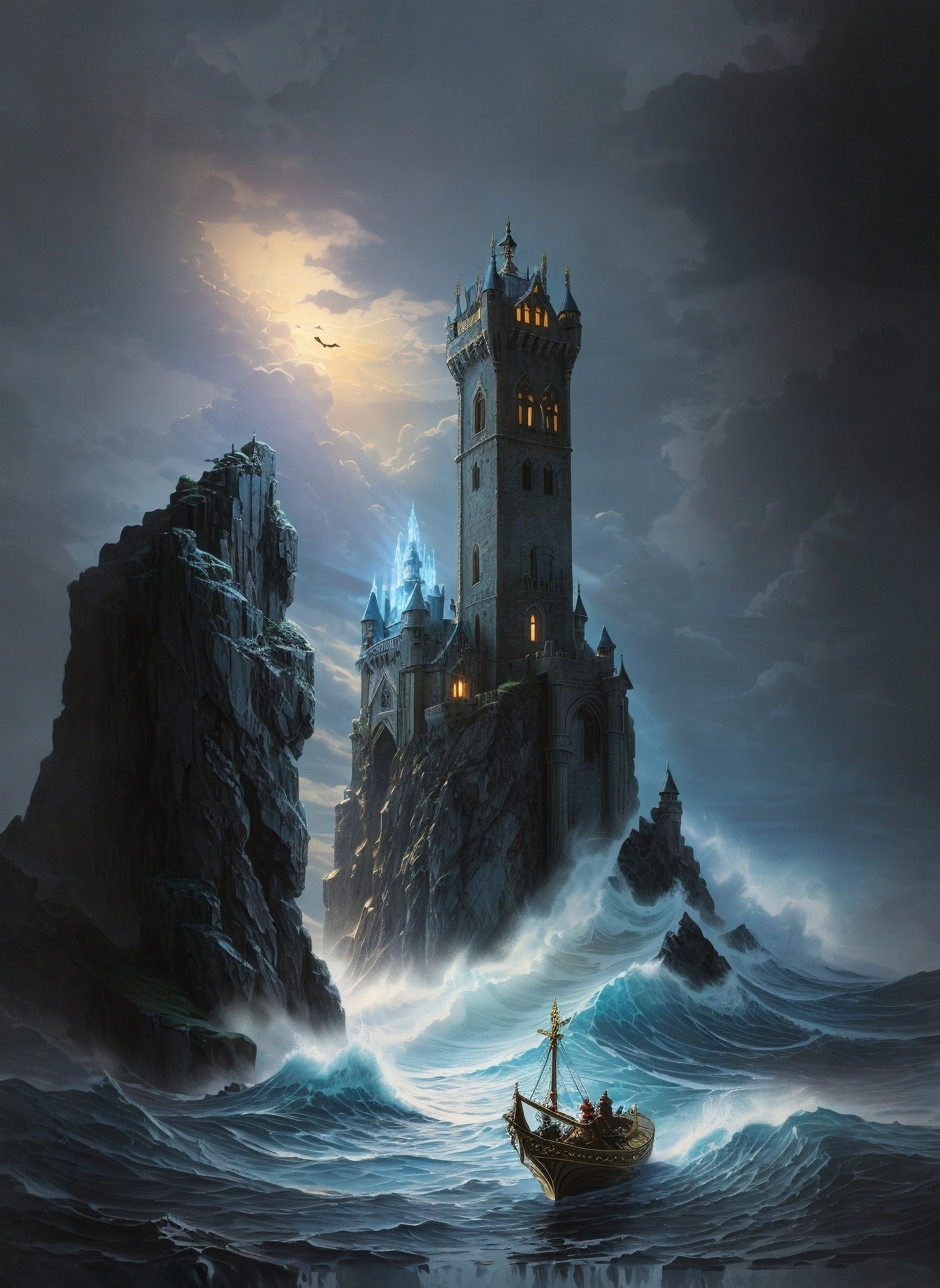 Seaside Castle Storm - fantasy wallpaper for OpersCraft
