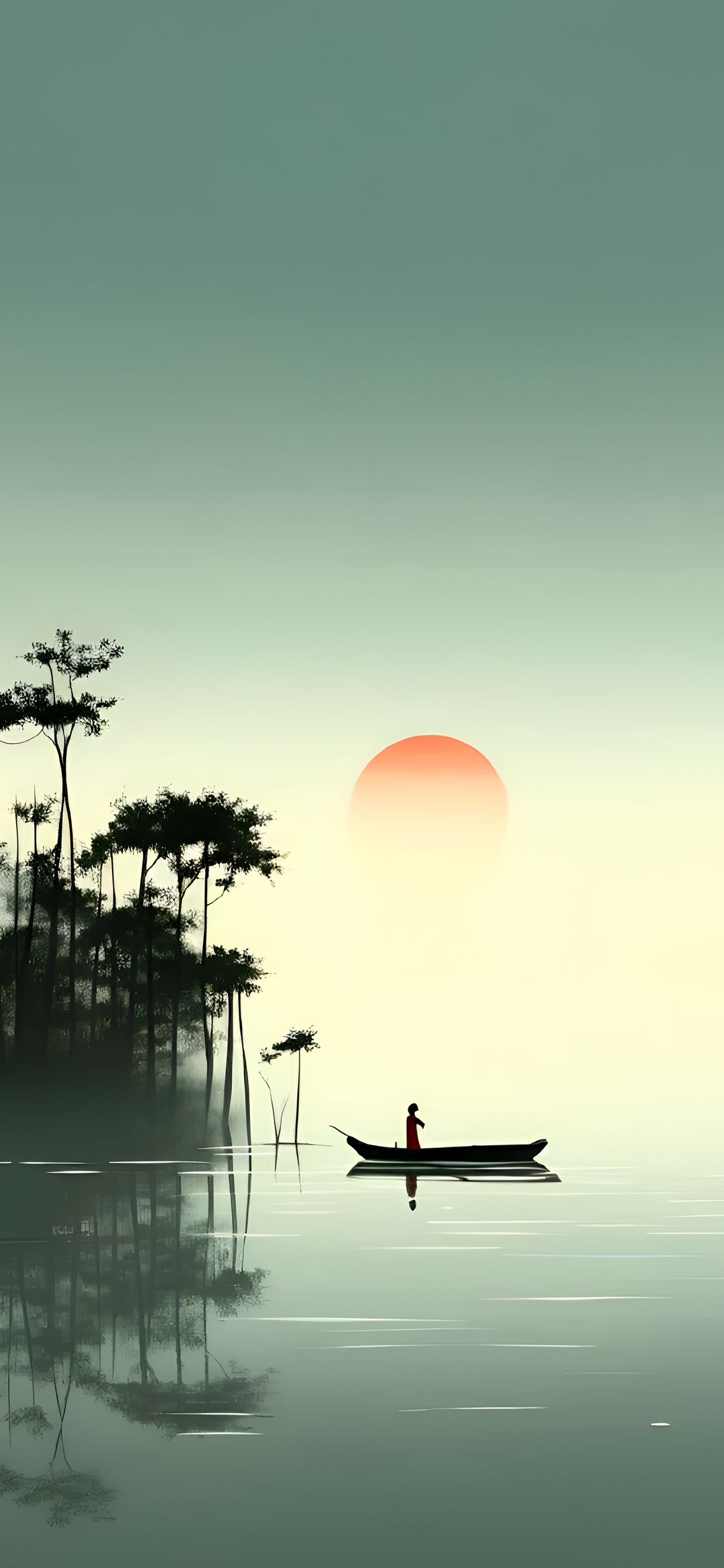 Serene Boat Sunset - minimal wallpaper for OpersCraft