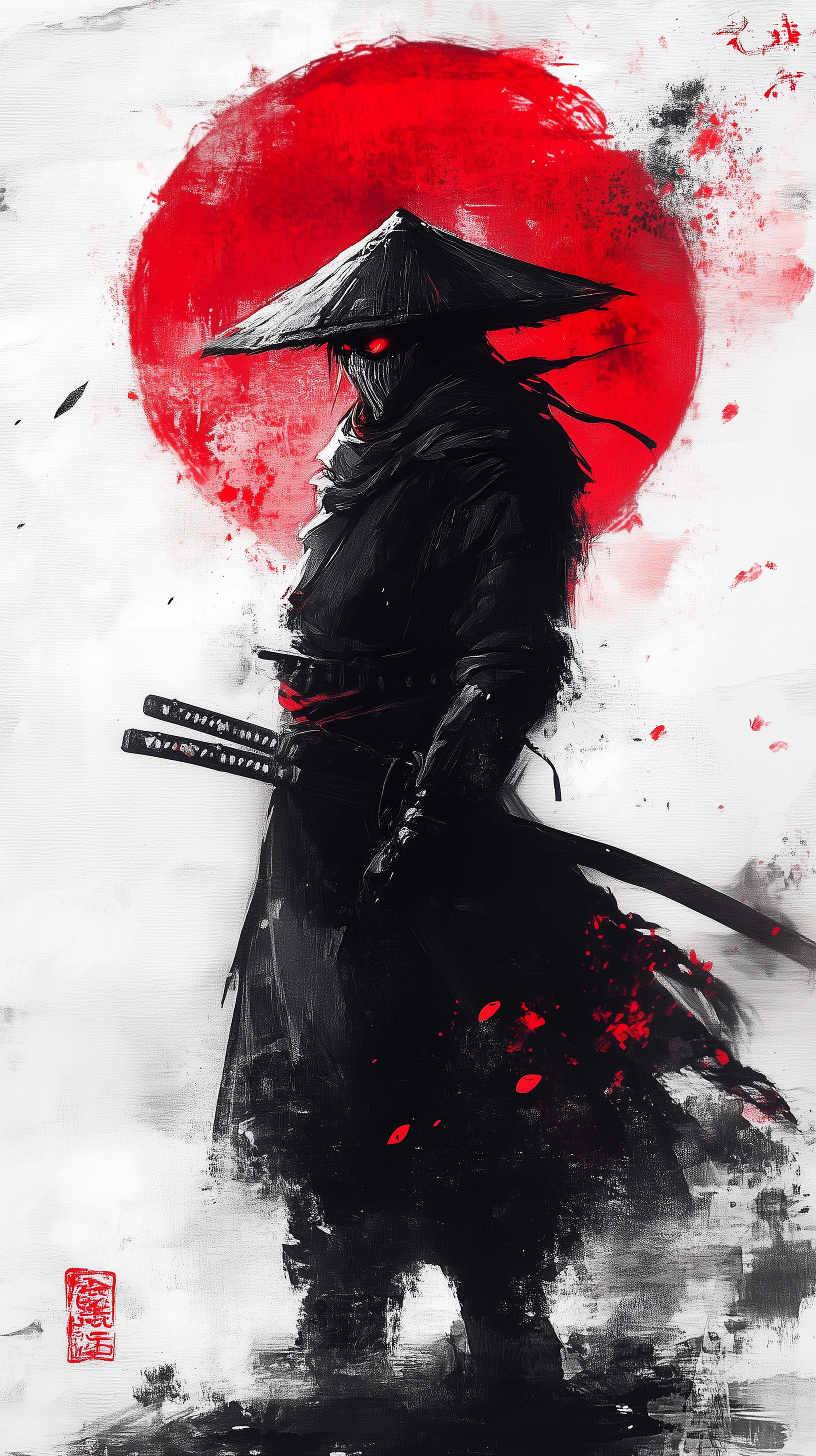 Shadow Samurai Red Sun - art wallpaper for OpersCraft