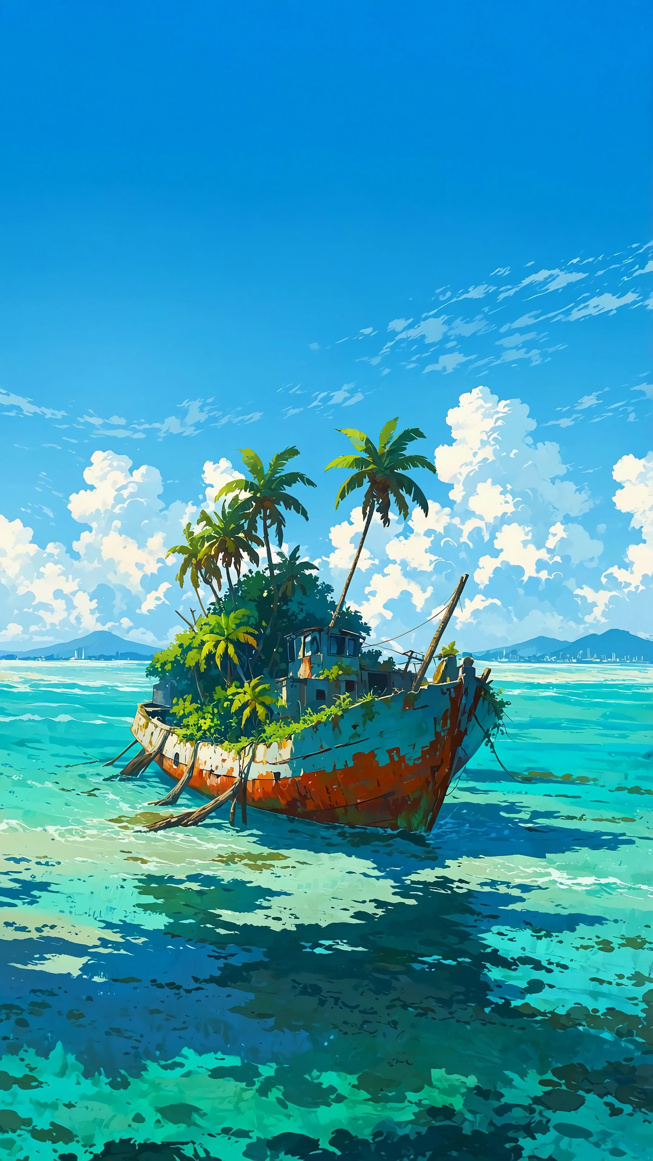 Shipwreck Island Paradise - boat wallpaper for OpersCraft