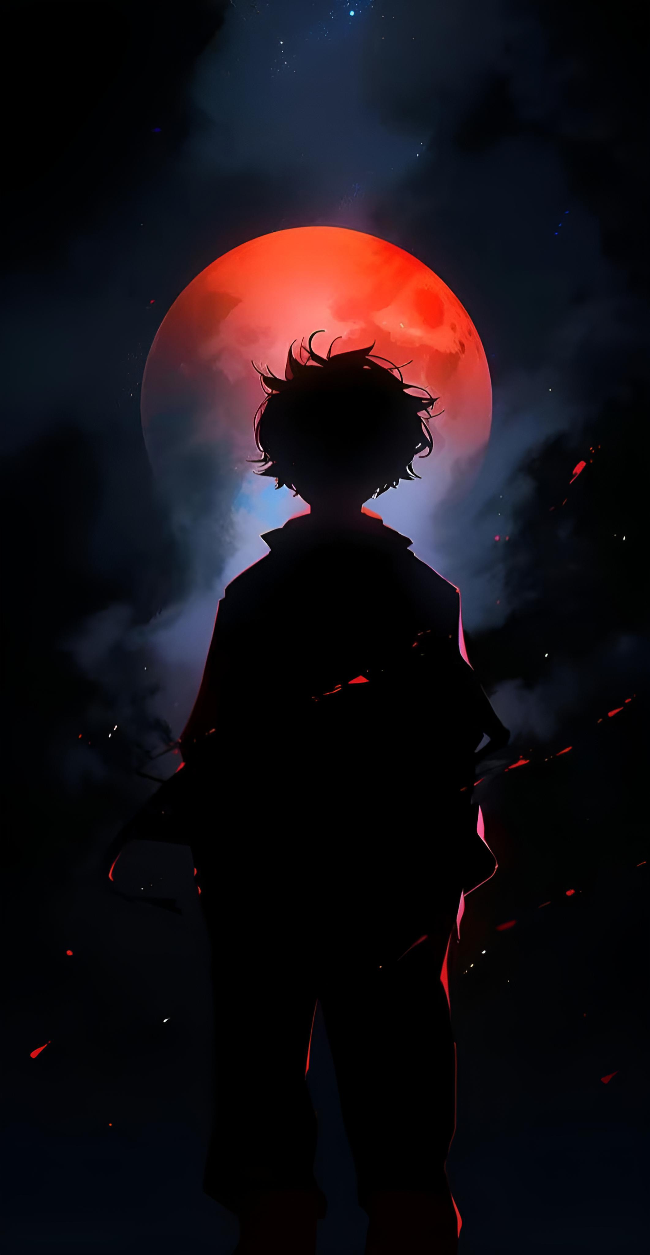 Silhouette Under Red Moon - dope wallpaper for OpersCraft