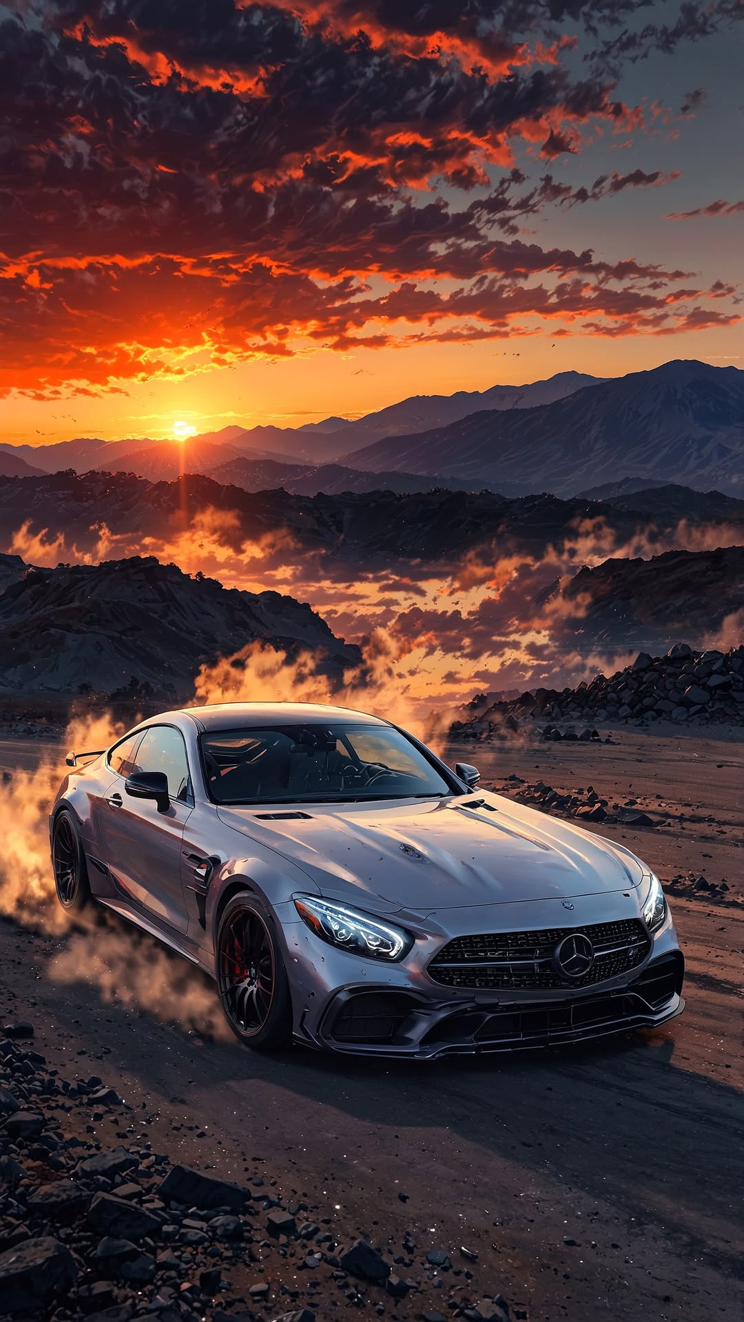 Silver Mercedes Sunset Drive - mercedes-benz wallpaper for OpersCraft