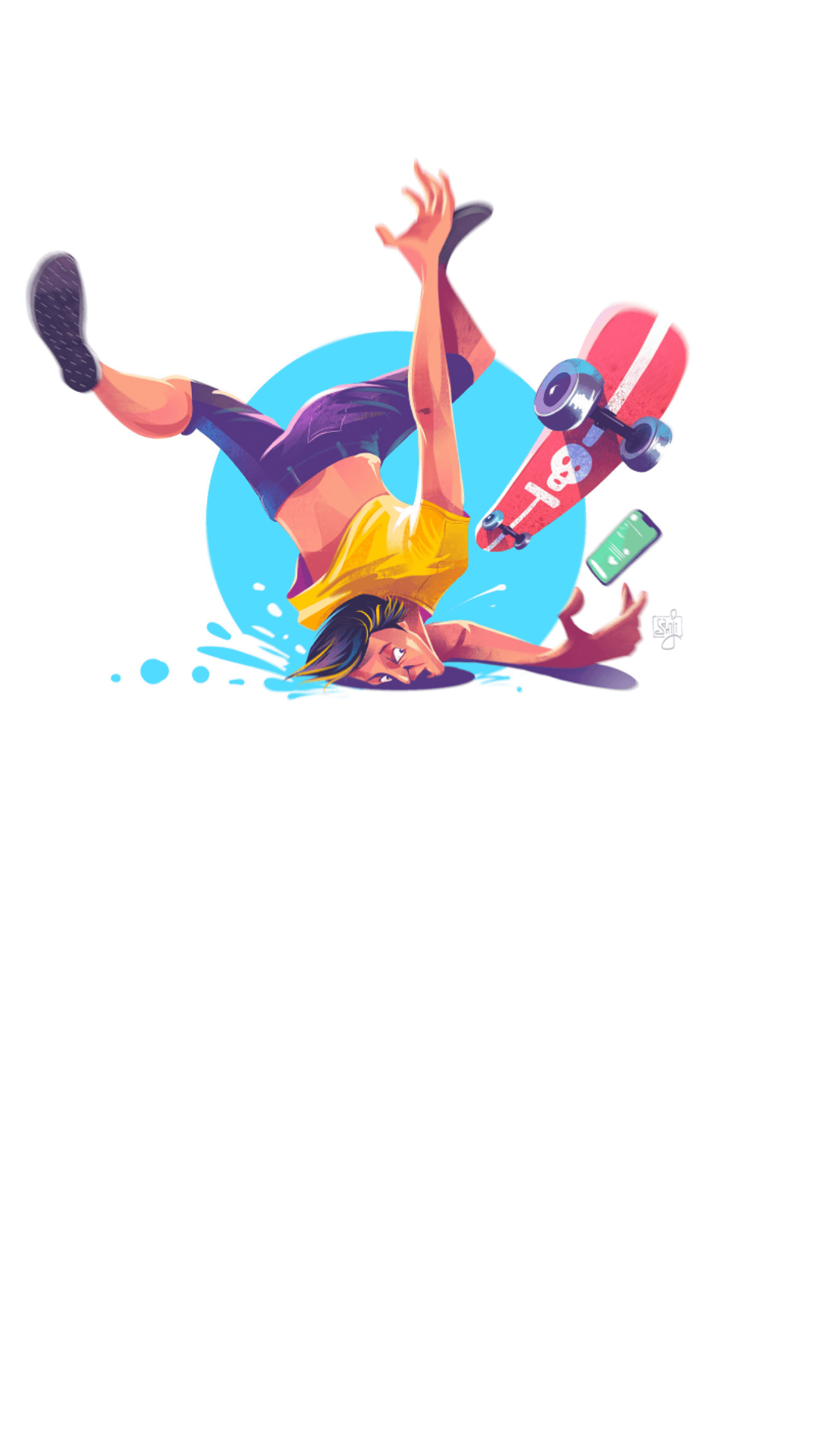 Skateboard Fail Illustration - illustration wallpaper for OpersCraft