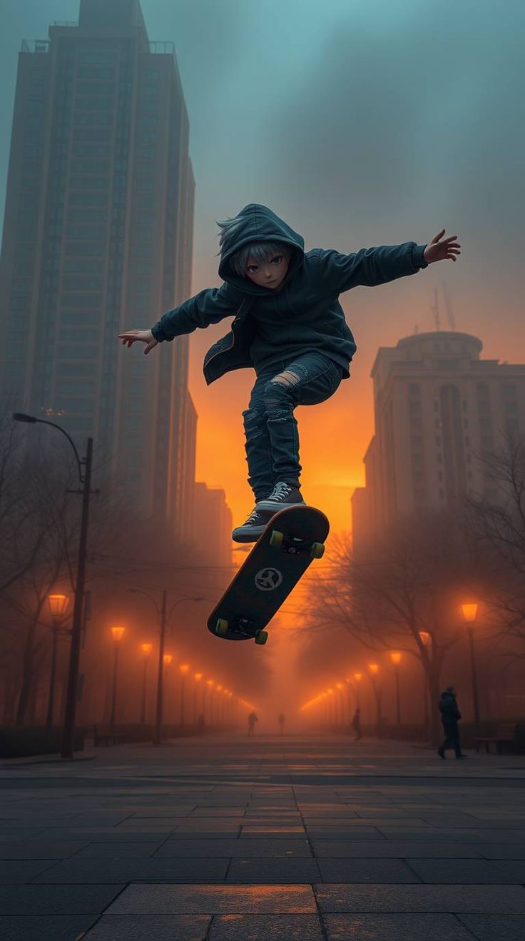 Skater's Urban Sunset - dope wallpaper for OpersCraft