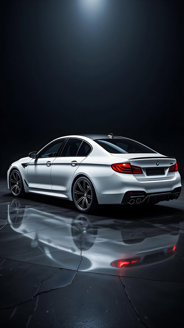Sleek White Sedan Reflection - bmw wallpaper for OpersCraft