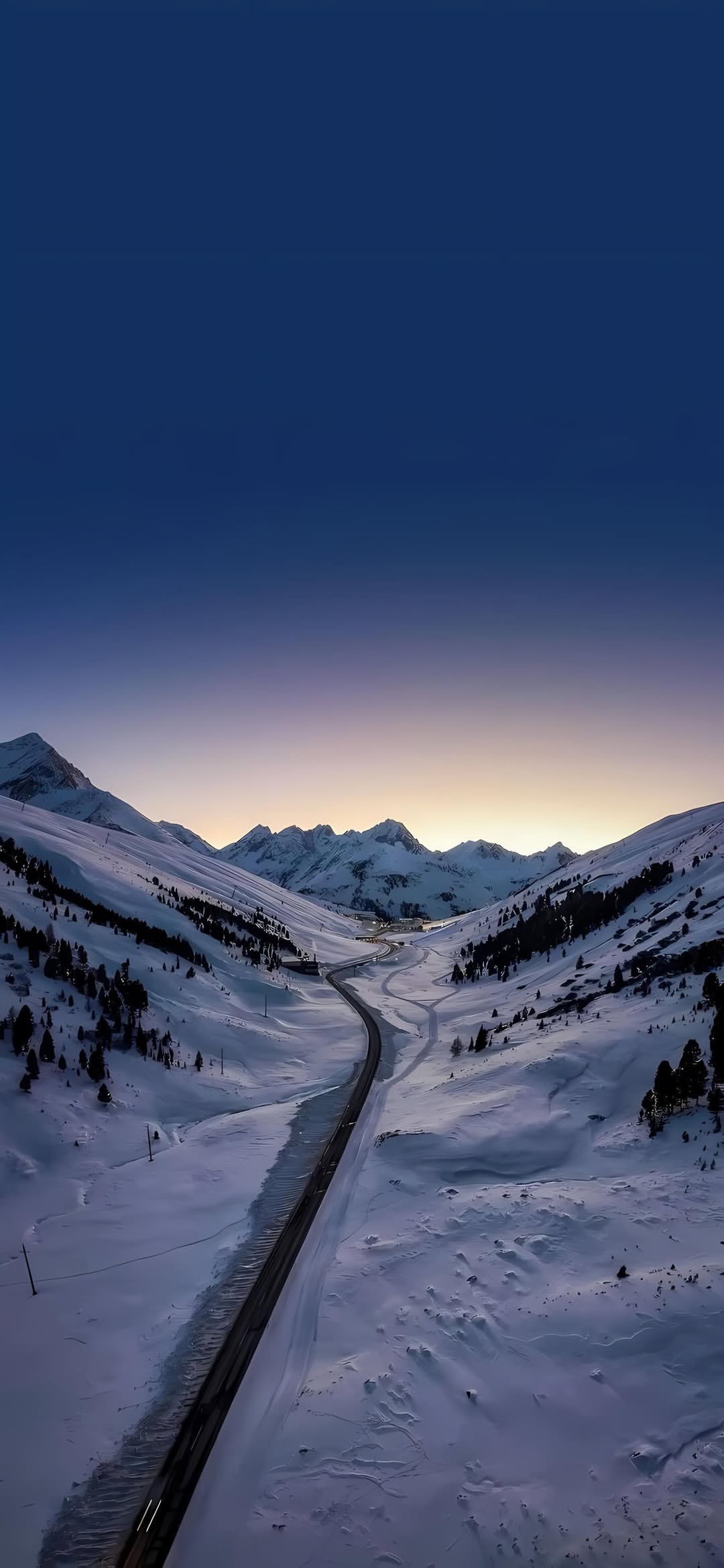 Snowy Mountain Road Dusk - winter wallpaper for OpersCraft