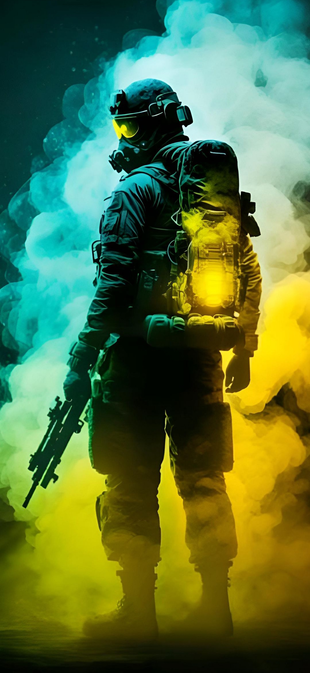 Soldier in Neon Smoke - sci-fi wallpaper for OpersCraft