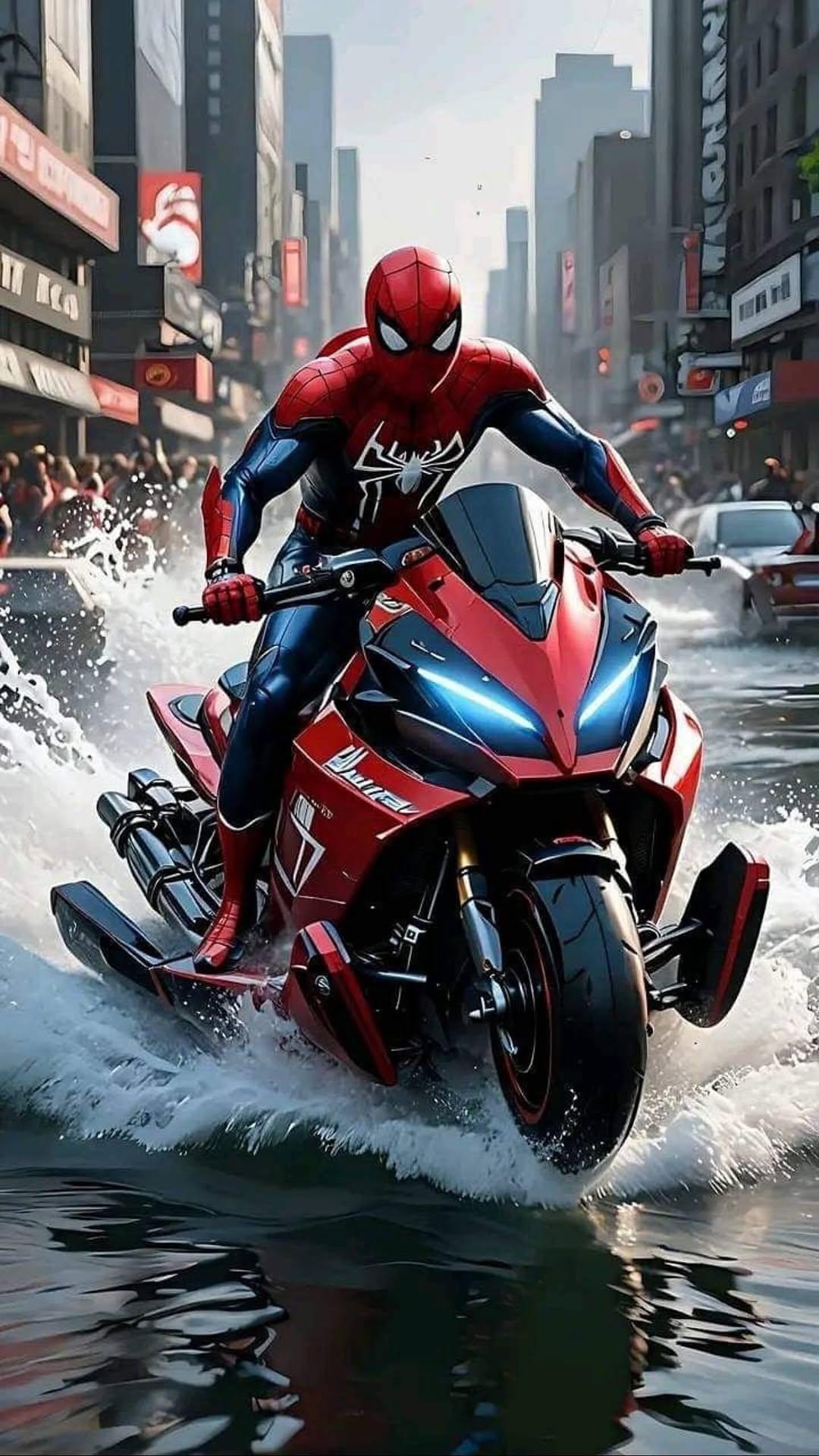 Spiderman's Water Motorcycle Ride - spider-man wallpaper for OpersCraft