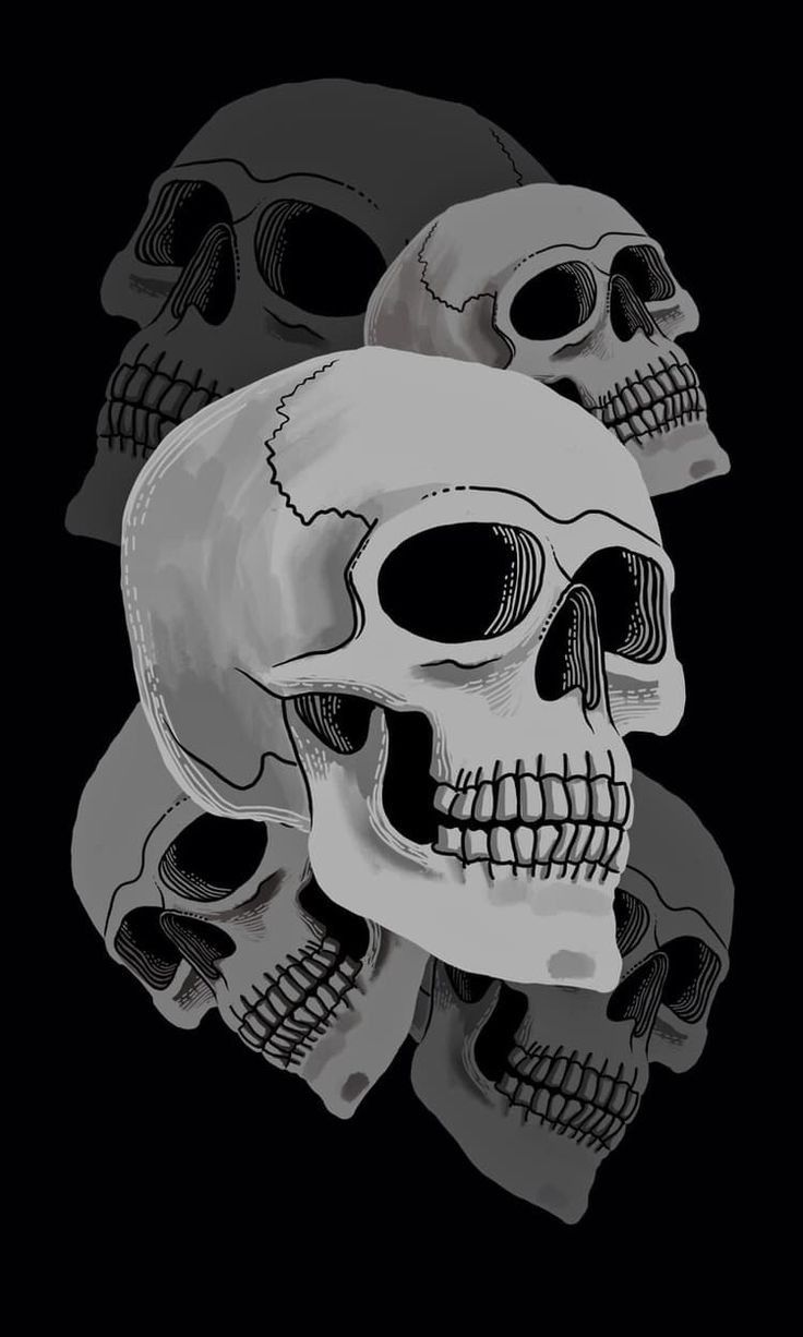 Stacked Skull Monochrome - gothic wallpaper for OpersCraft