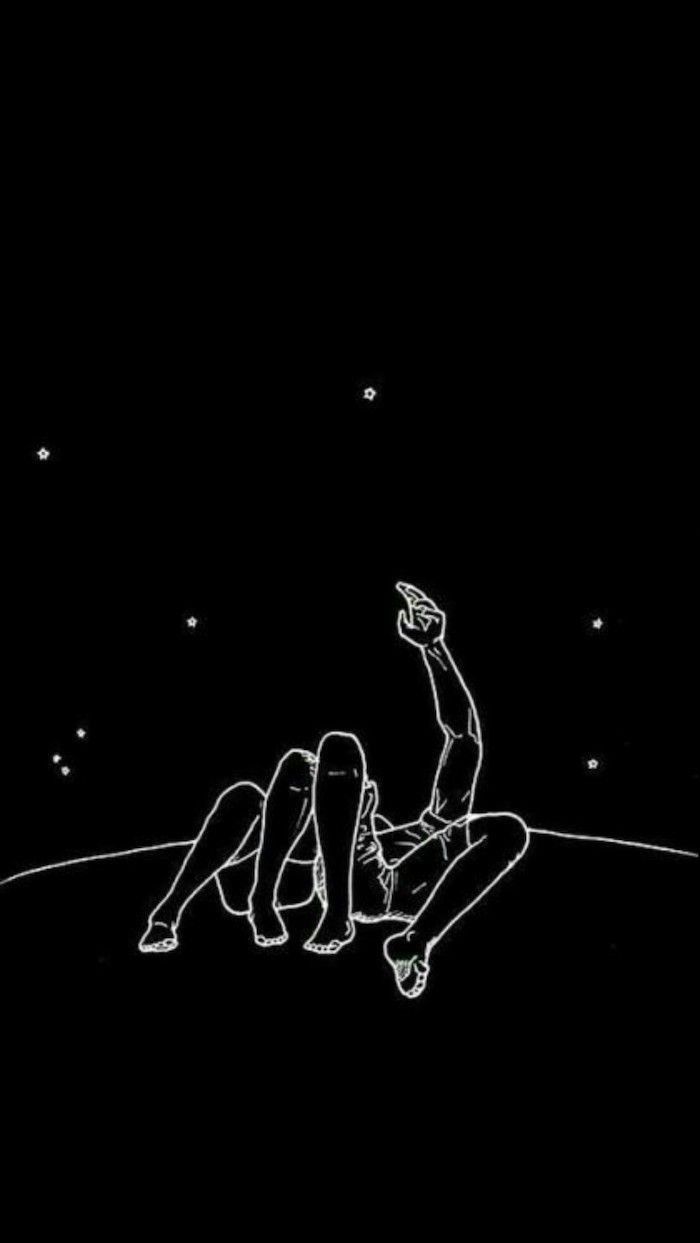Stargazing Couple Outline - minimal wallpaper for OpersCraft