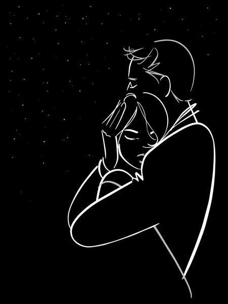 Stargazing Couple Silhouette - love wallpaper for OpersCraft