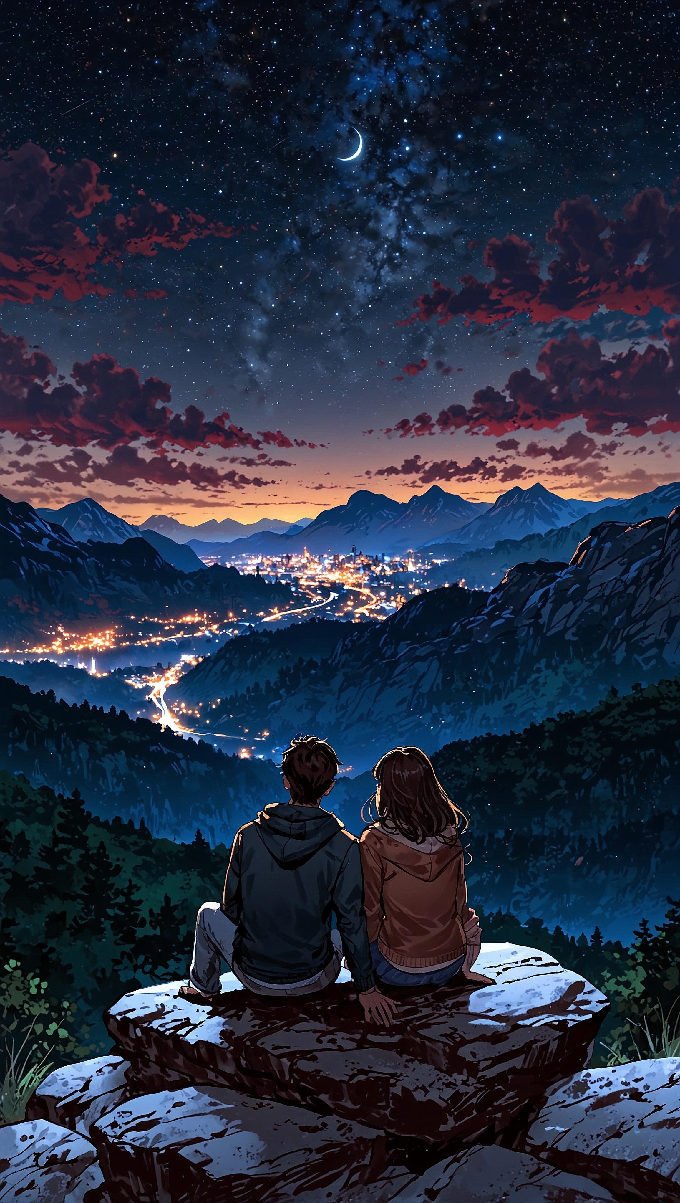 Starry Night City View - couple wallpaper for OpersCraft