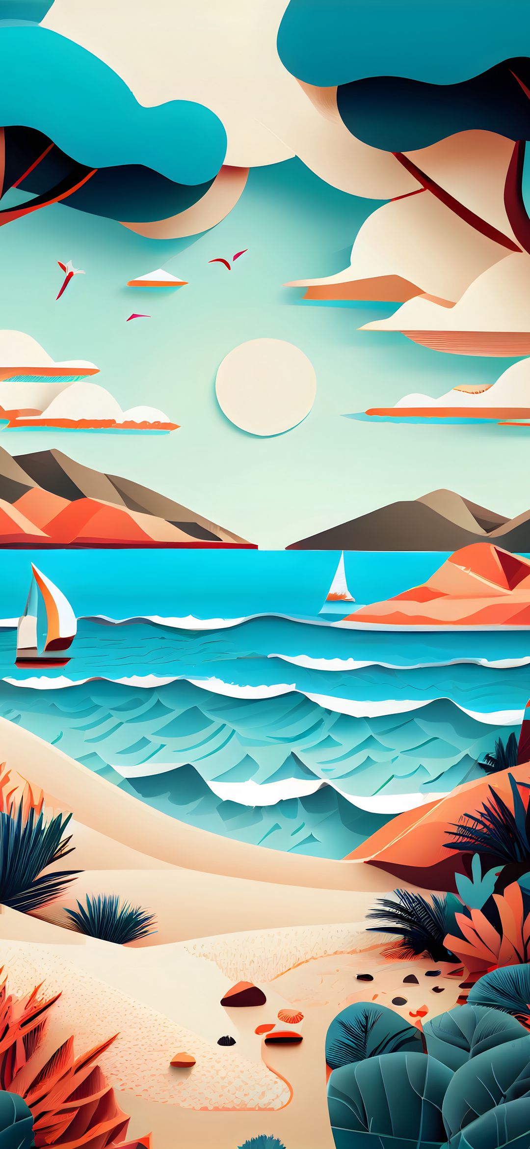 Stylized Coastal Serenity - beach wallpaper for OpersCraft