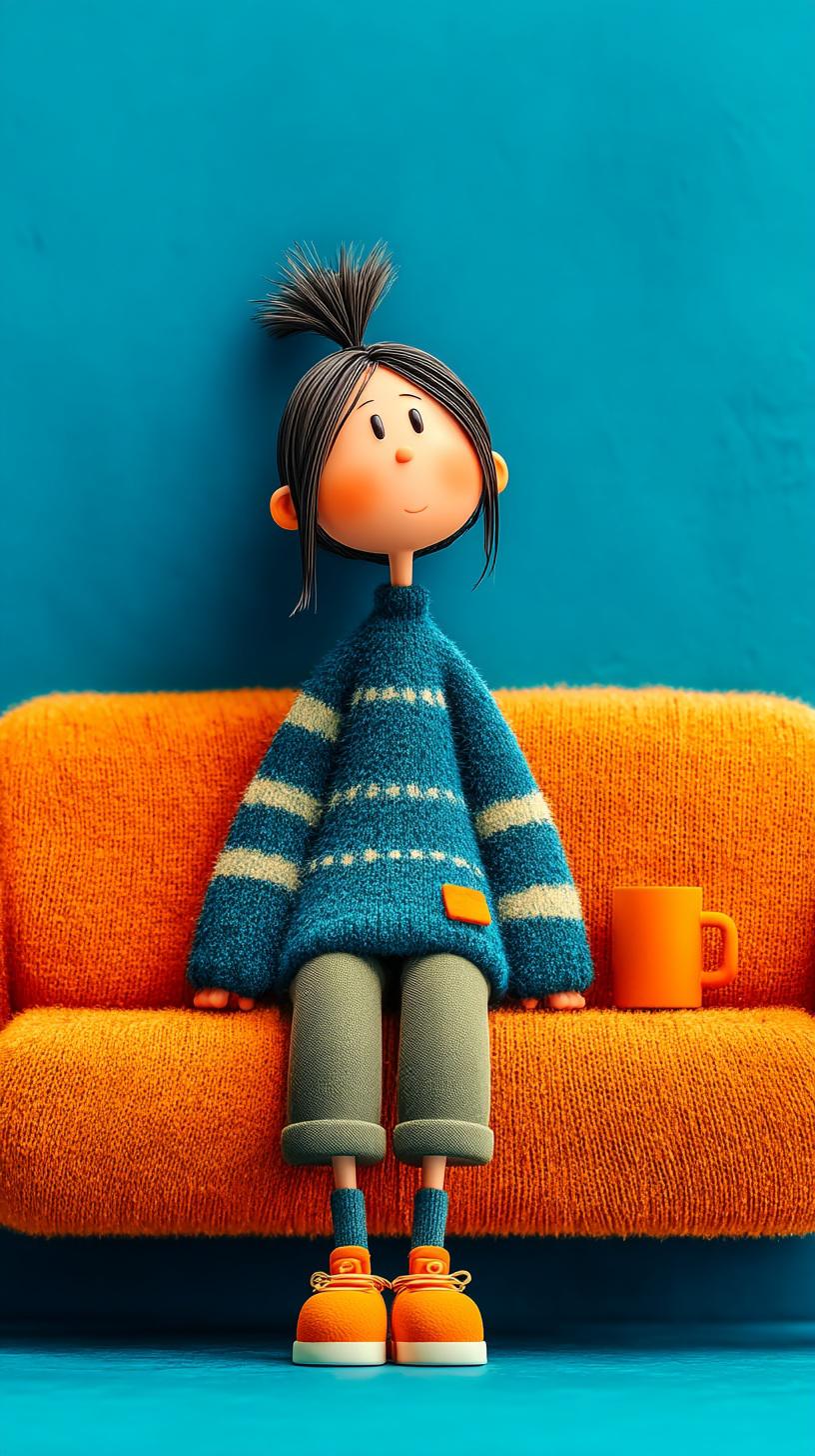 Stylized Girl on Couch - cartoon wallpaper for OpersCraft