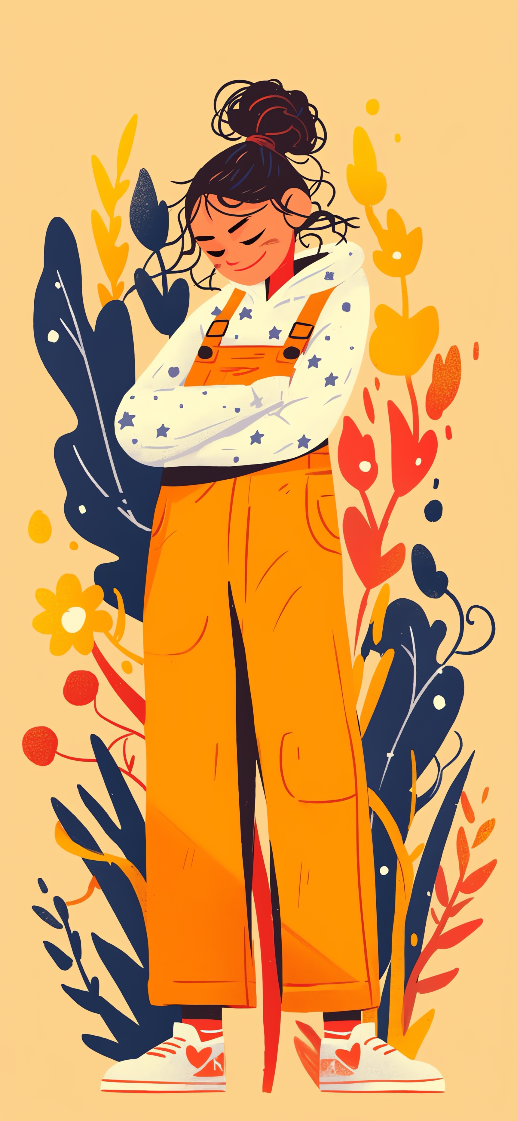 Stylized Girl with Flowers - digital art wallpaper for OpersCraft