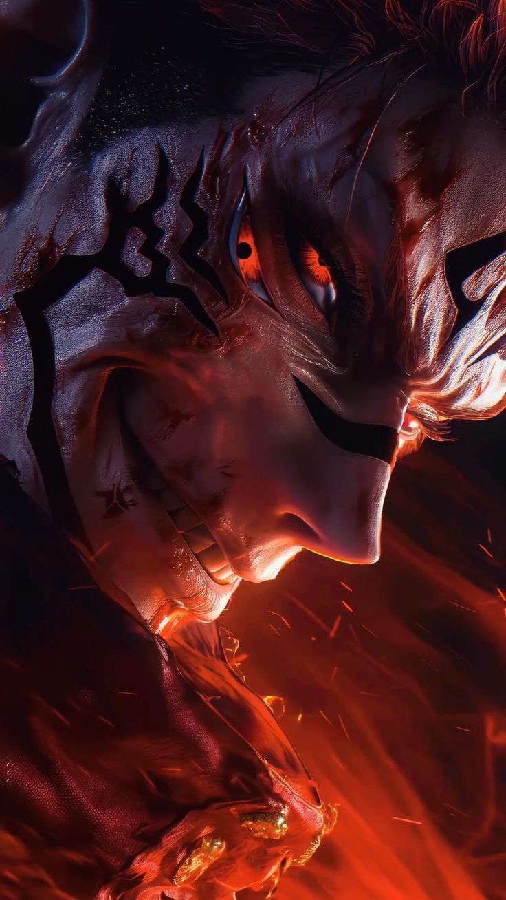Sukuna's Fiery Demonic Gaze - anime wallpaper for OpersCraft