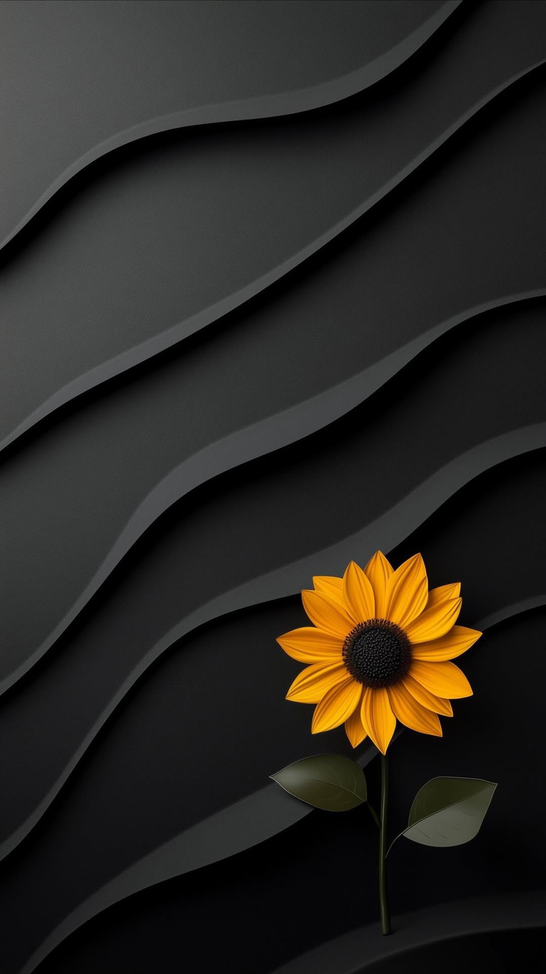 Sunflower on Dark Waves - floral wallpaper for OpersCraft