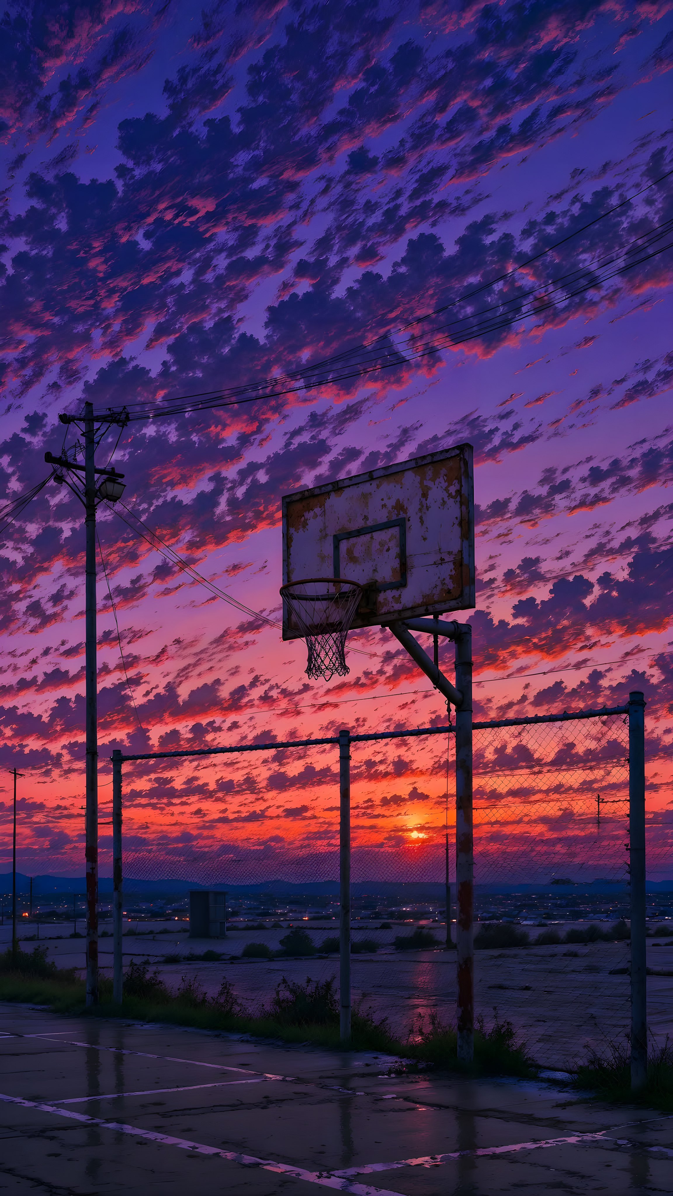 Sunset Basketball Court Serenity - art wallpaper for OpersCraft