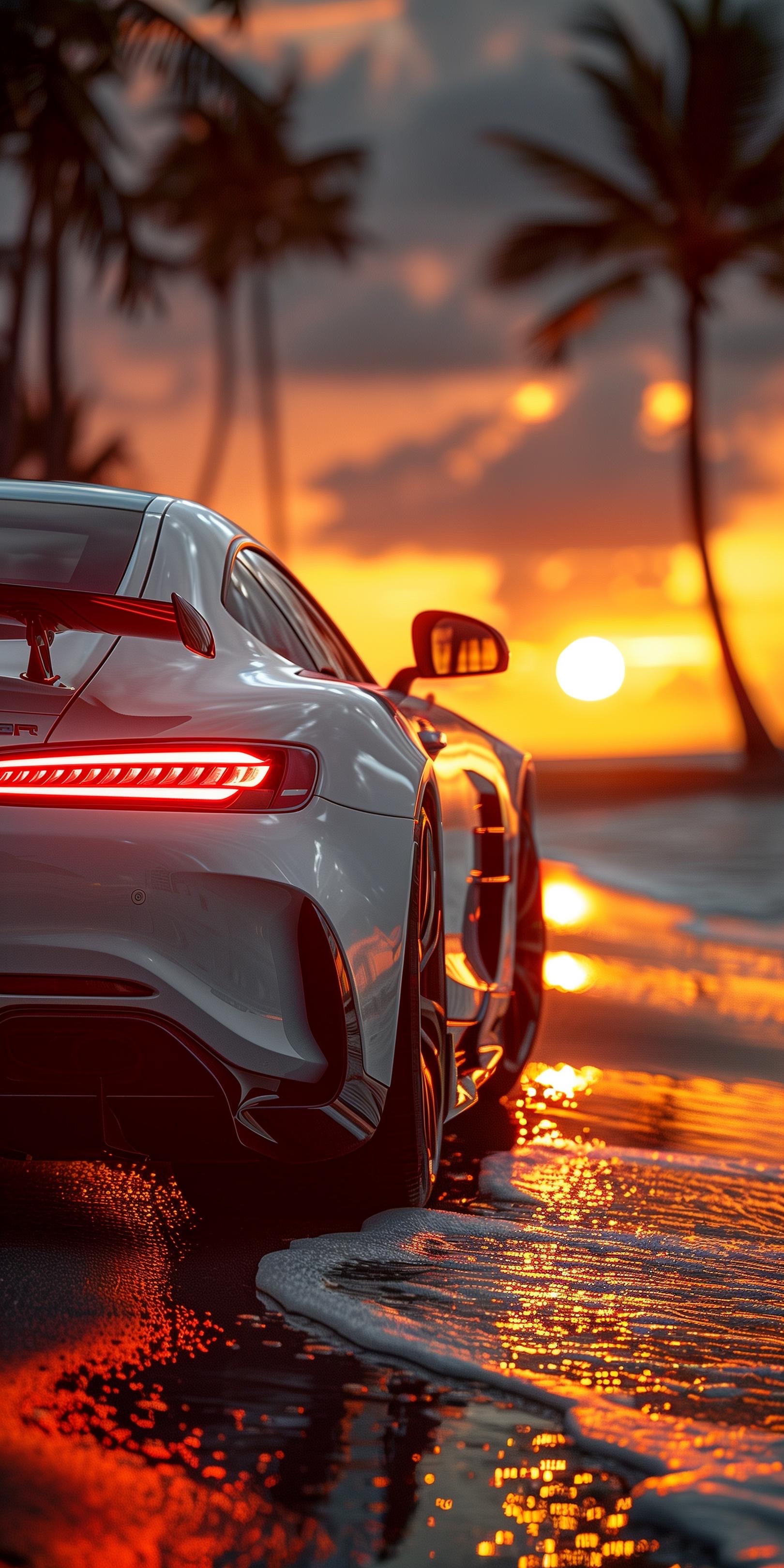 Sunset Beach Car - cars wallpaper for OpersCraft
