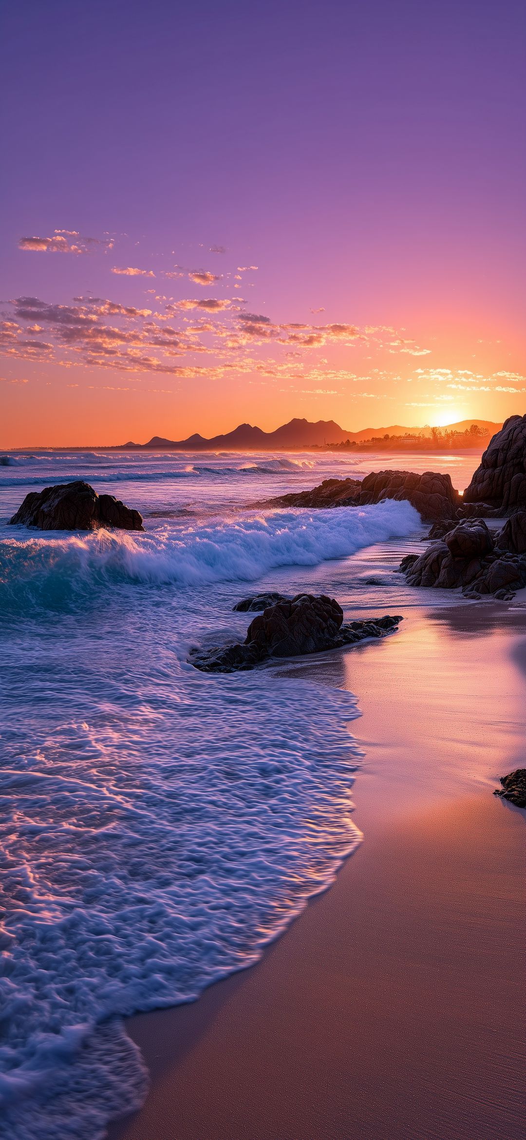 Sunset Beach Waves - beach wallpaper for OpersCraft