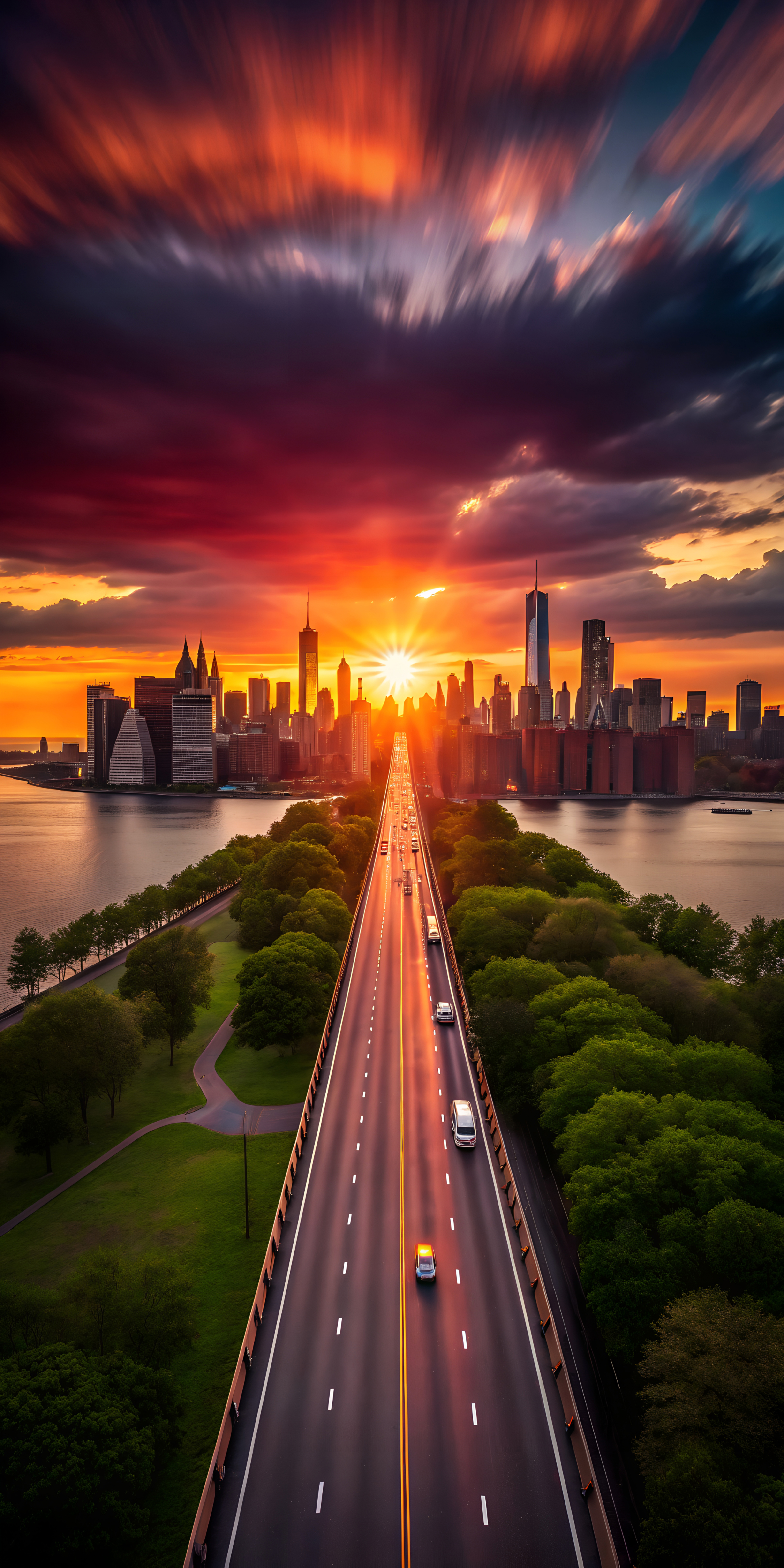 Sunset City Bridge View - city wallpaper for OpersCraft