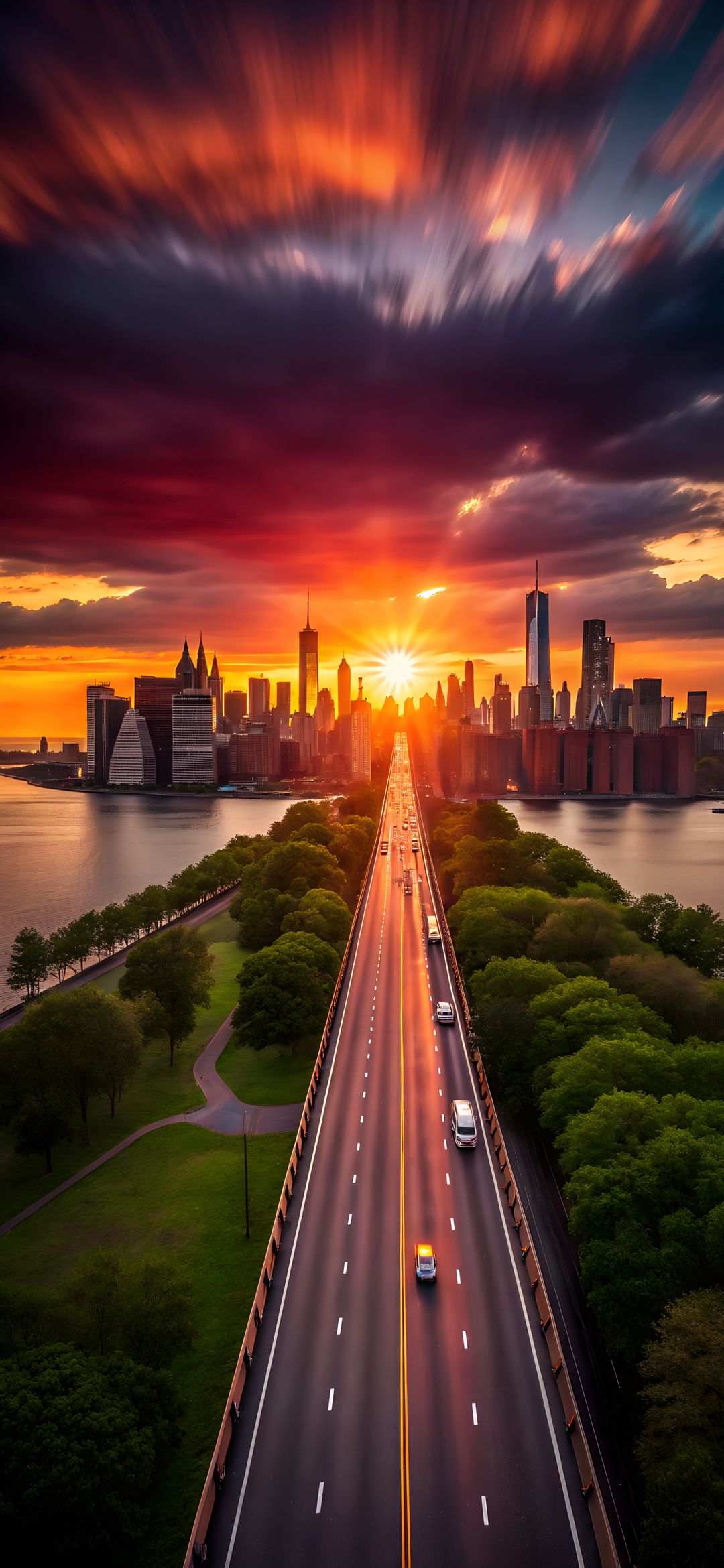 Sunset City Highway - city wallpaper for OpersCraft