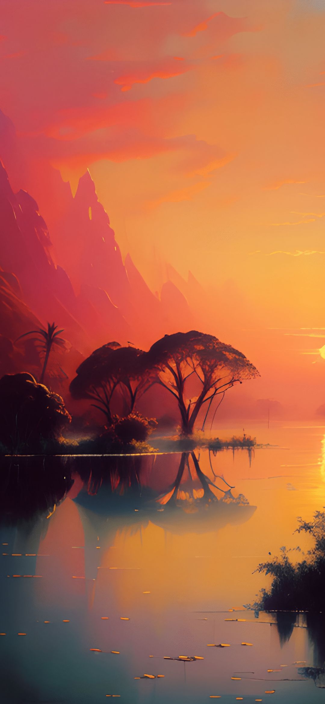 Sunset Lake Landscape - minimal wallpaper for OpersCraft