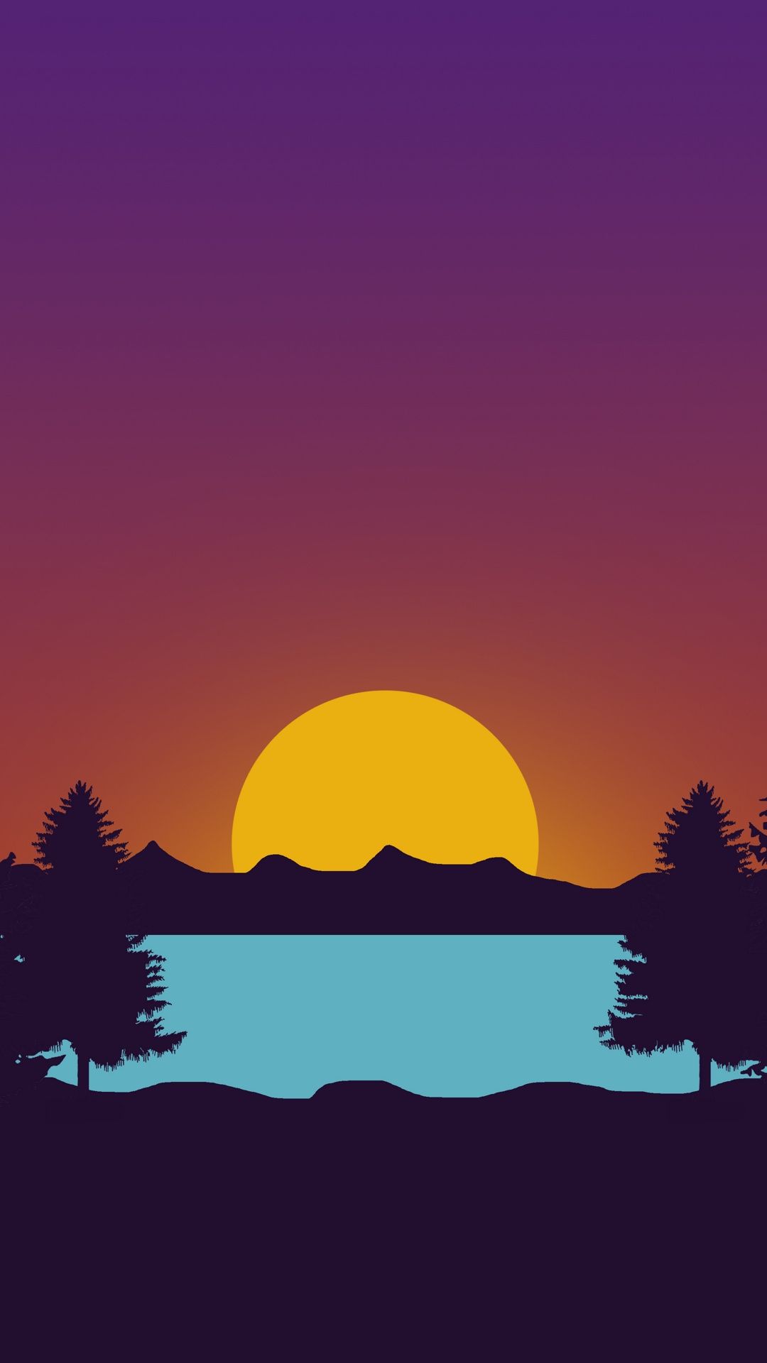 Sunset Lake Silhouette - landscape wallpaper for OpersCraft