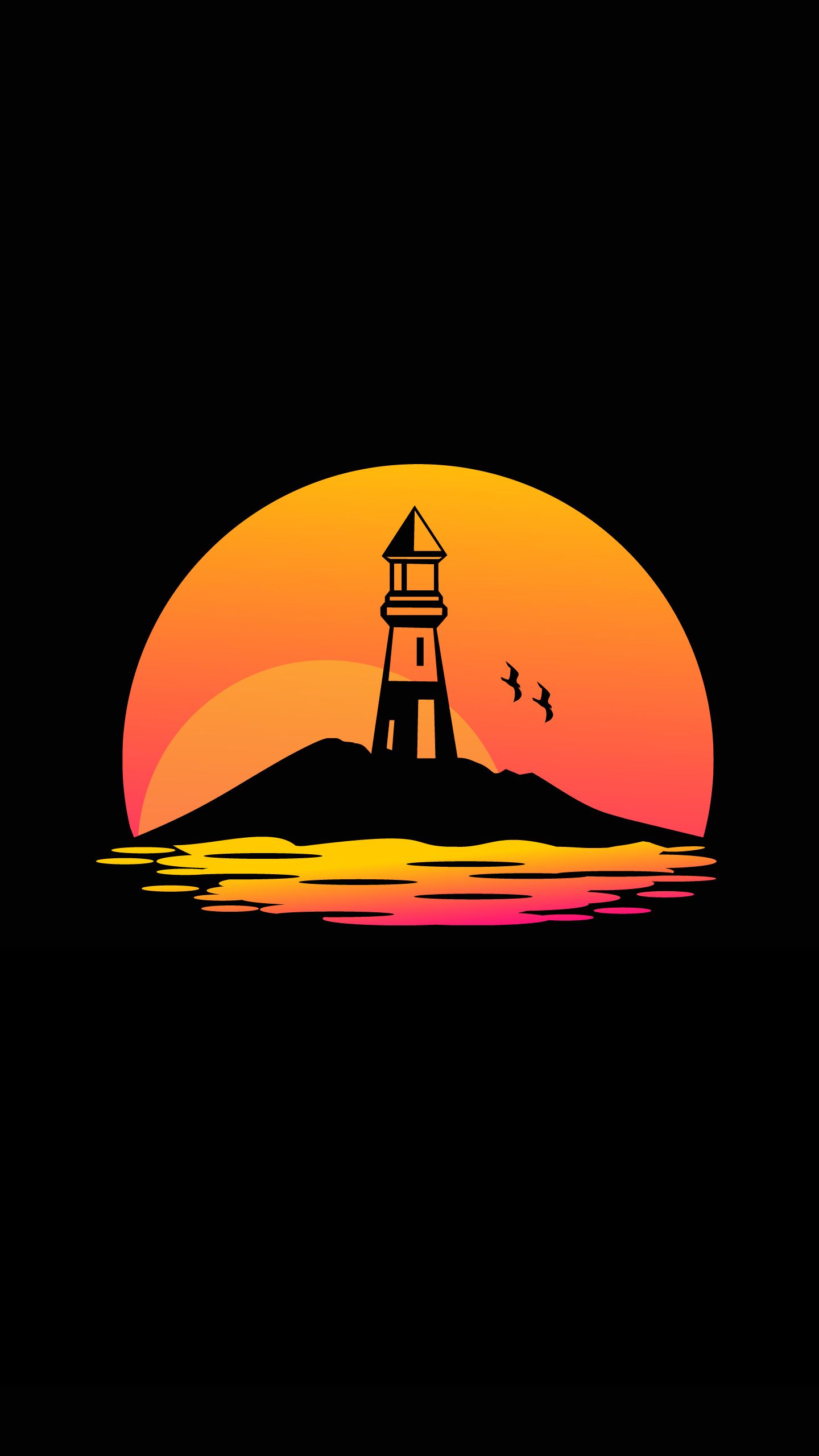 Sunset Lighthouse Silhouette - sunset wallpaper for OpersCraft