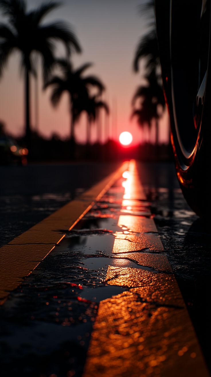 Sunset Road Reflections - sunset wallpaper for OpersCraft