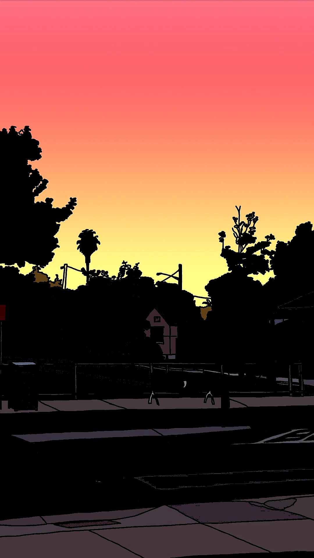 Sunset Silhouette Street - city wallpaper for OpersCraft