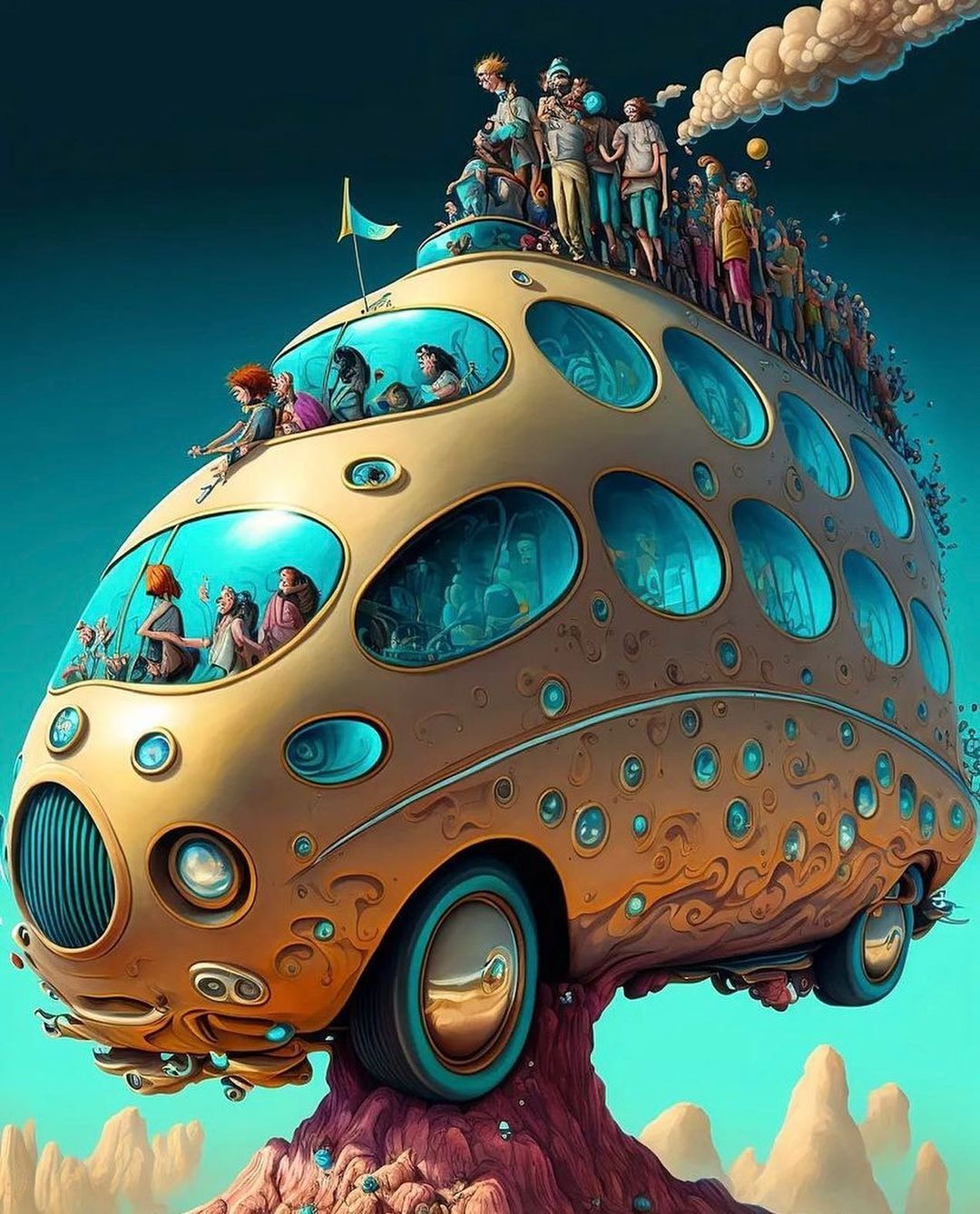 Surreal Mushroom Bus Trip - fantasy wallpaper for OpersCraft