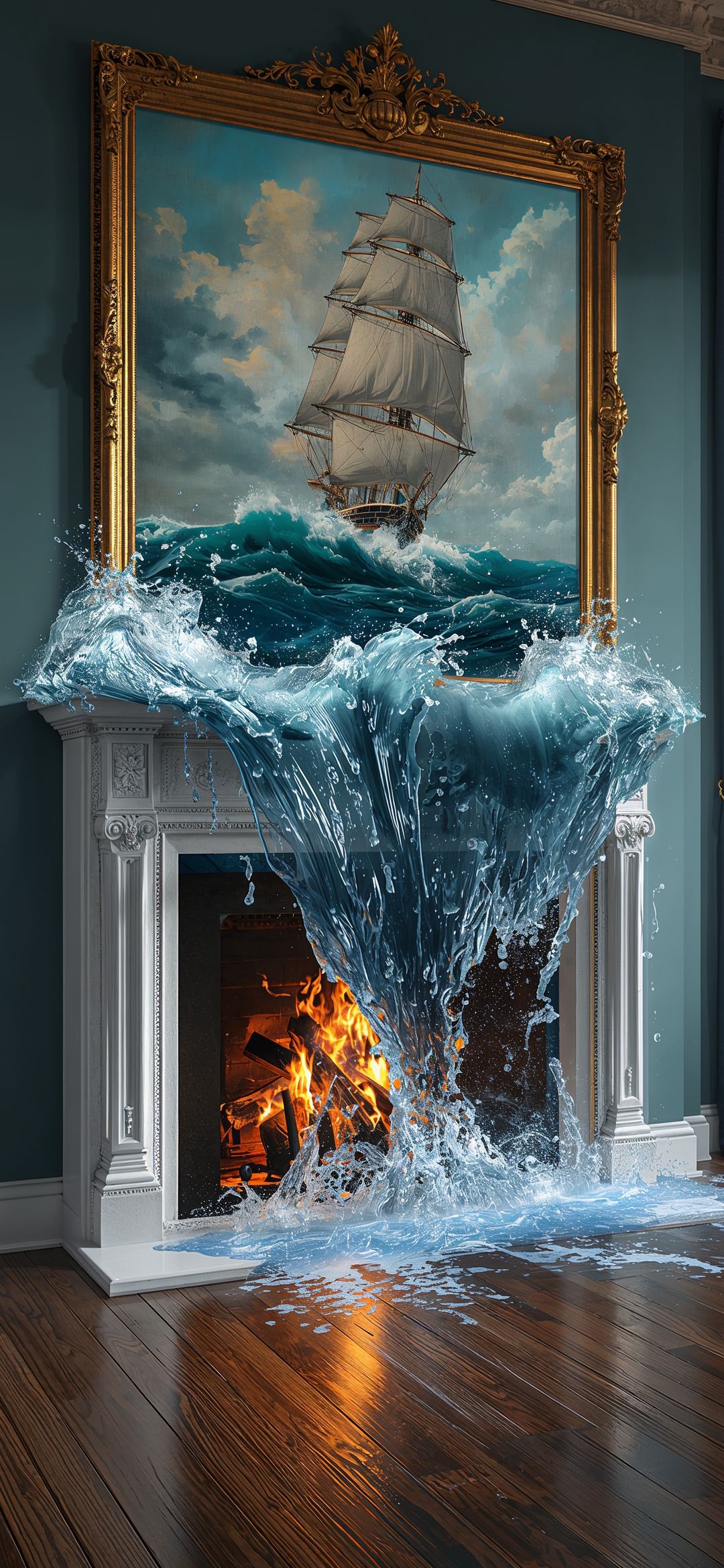 Surreal Ship and Fireplace - surreal wallpaper for OpersCraft