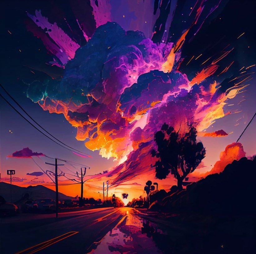 Surreal Sunset Road - sunset wallpaper for OpersCraft