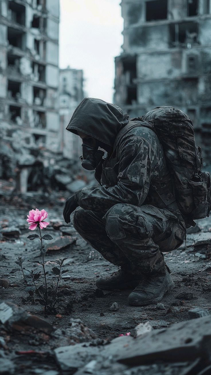 Survivor and Pink Flower - sci-fi wallpaper for OpersCraft