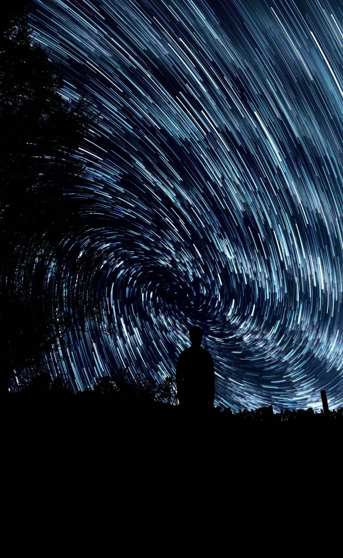 Swirling Star Trails Silhouette - space wallpaper for OpersCraft
