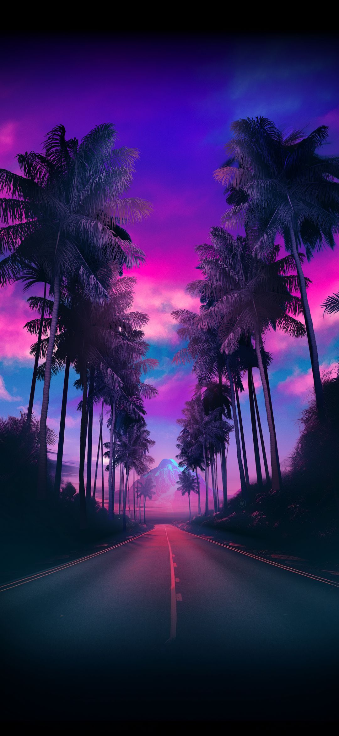 Synthwave Palm Road - random wallpaper for OpersCraft
