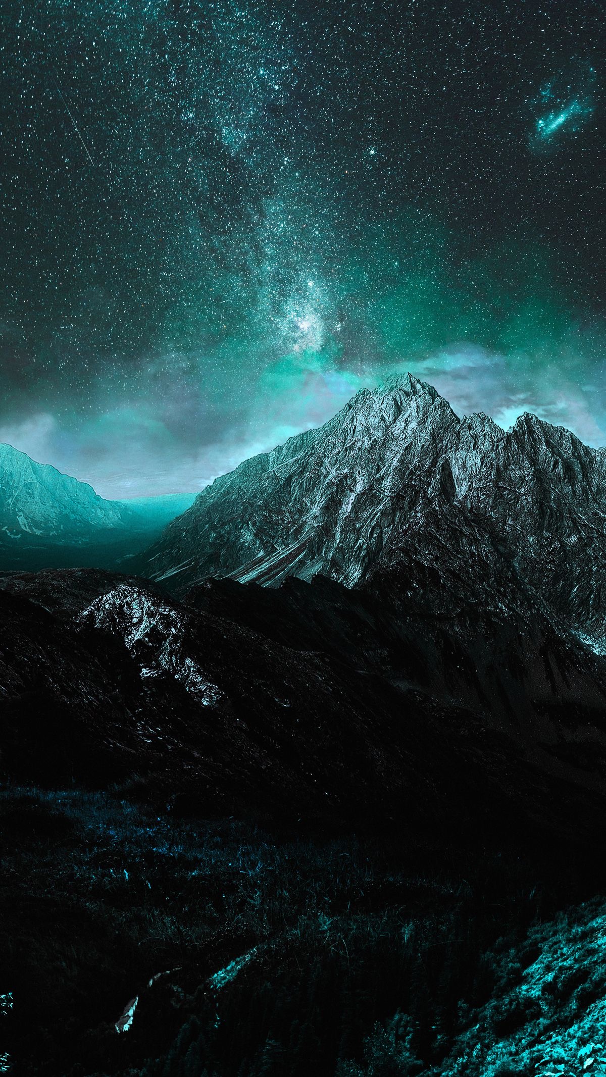Teal Mountain Starscape - random wallpaper for OpersCraft