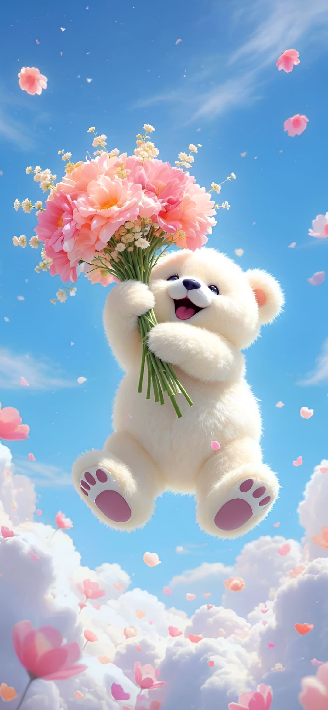 Teddy Bear Sky Flowers - cute wallpaper for OpersCraft